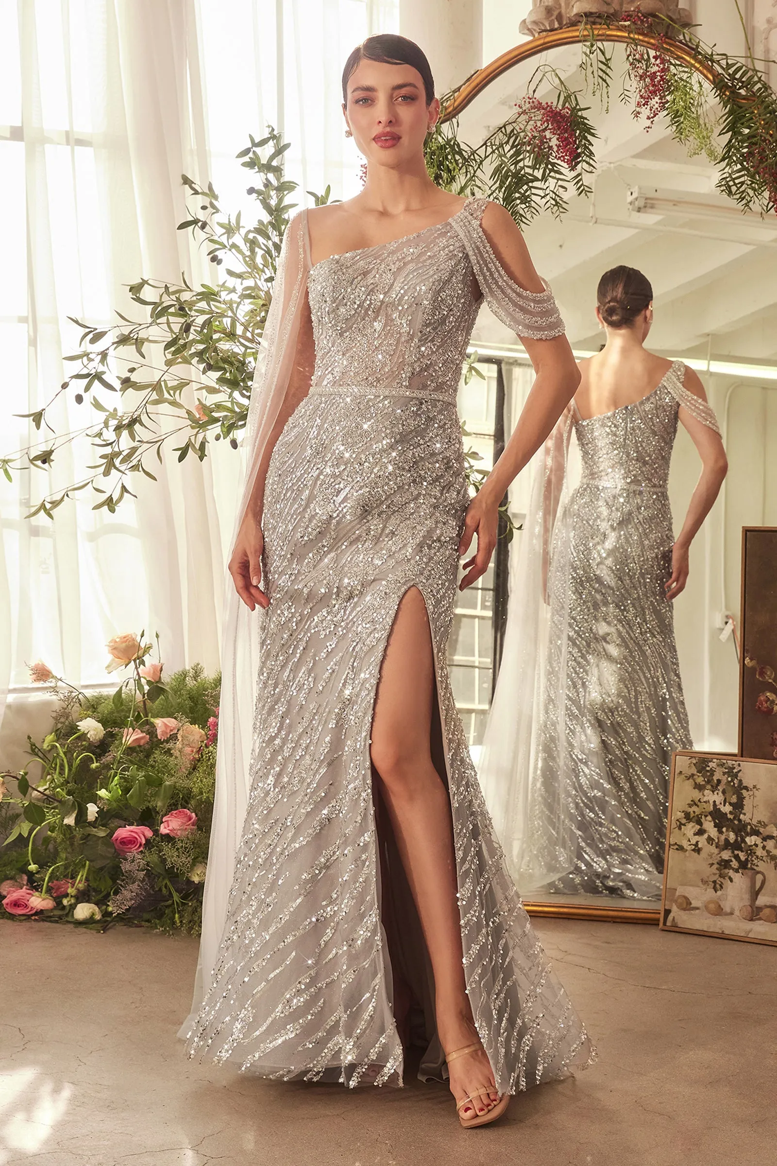 ANDREA & LEO A1370 Glimmering Beaded Sheath Gown sold by The Gown Galleria