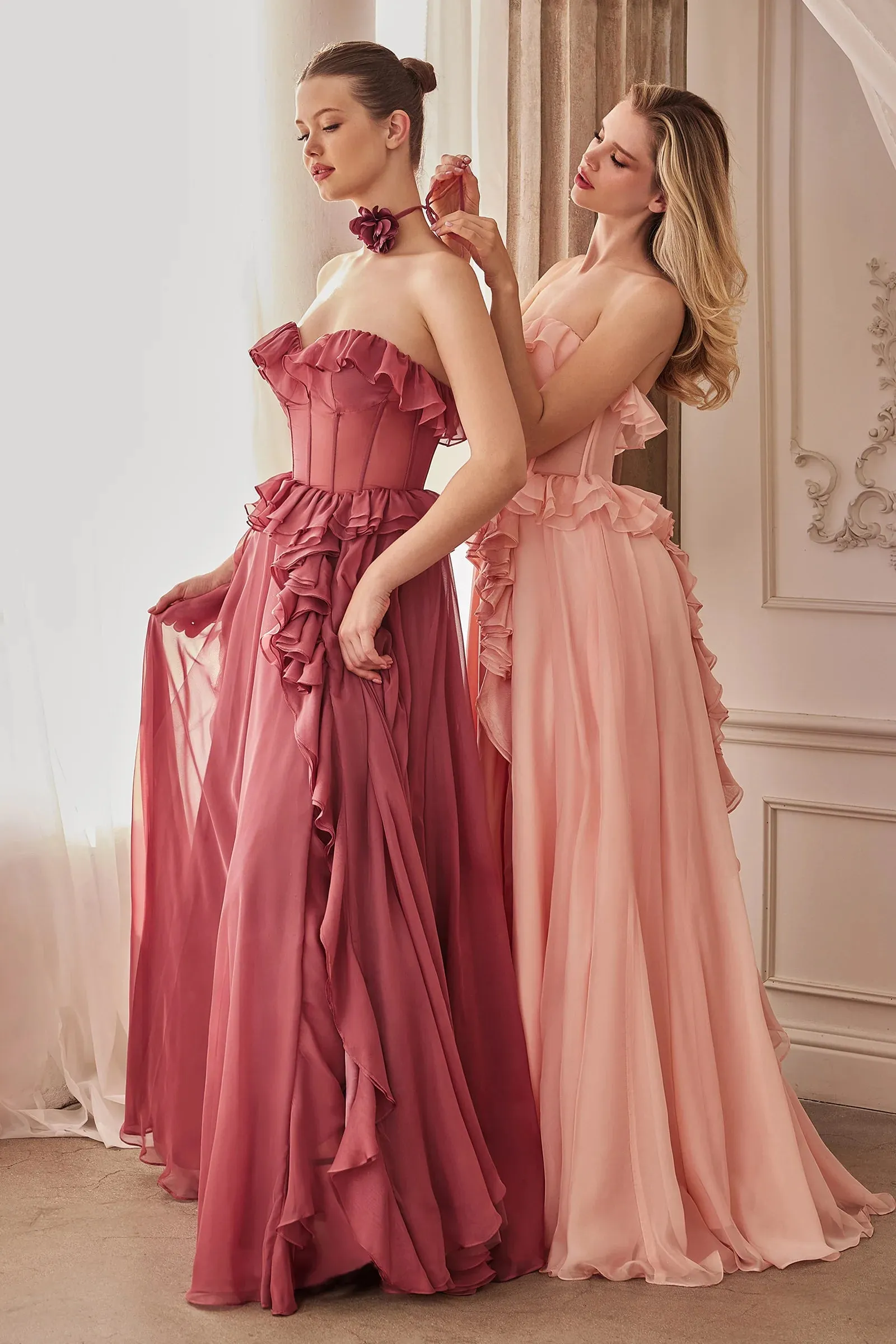 ANDREA & LEO A1341 Strapless Chiffon Ruffle A-Line Dress sold by The Gown Galleria product image thumbnail 5