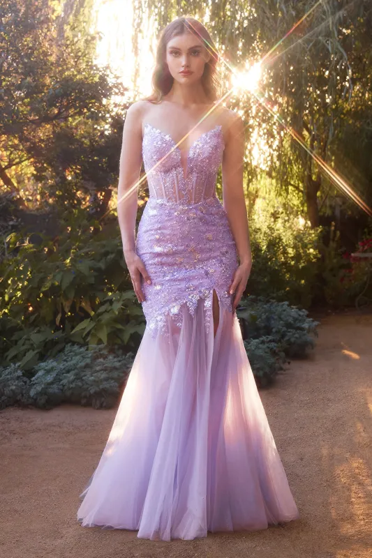 ANDREA & LEO A1388 Sequin Floral Mermaid Gown sold by The Gown Galleria