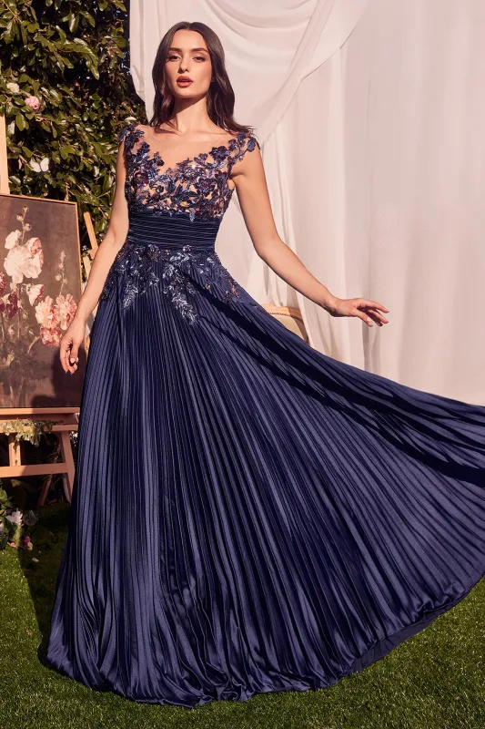 ANDREA & LEO A1355 Pleated Satin & Embellished A-Line Gown sold by The Gown Galleria