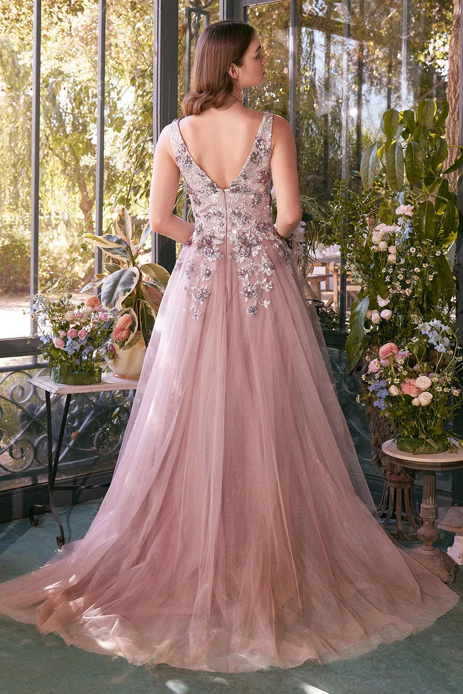 ANDREA & LEO A1401 Sequin Bouquet V-Neck Gown sold by The Gown Galleria product image thumbnail 2