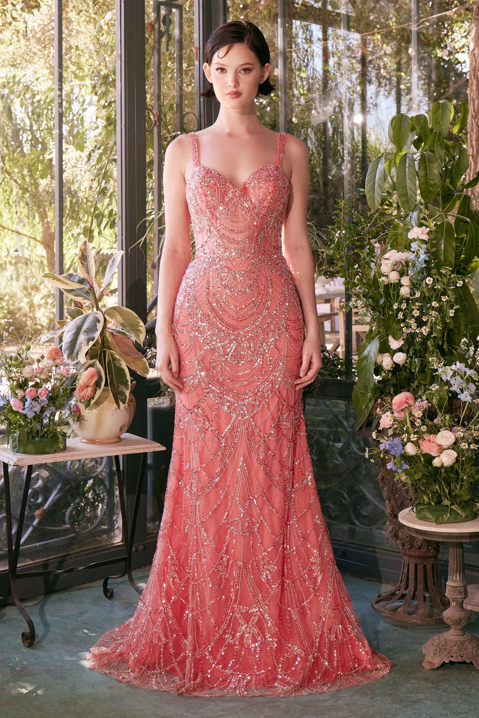 ANDREA & LEO A1363 Fitted Beaded Evening Gown sold by The Gown Galleria