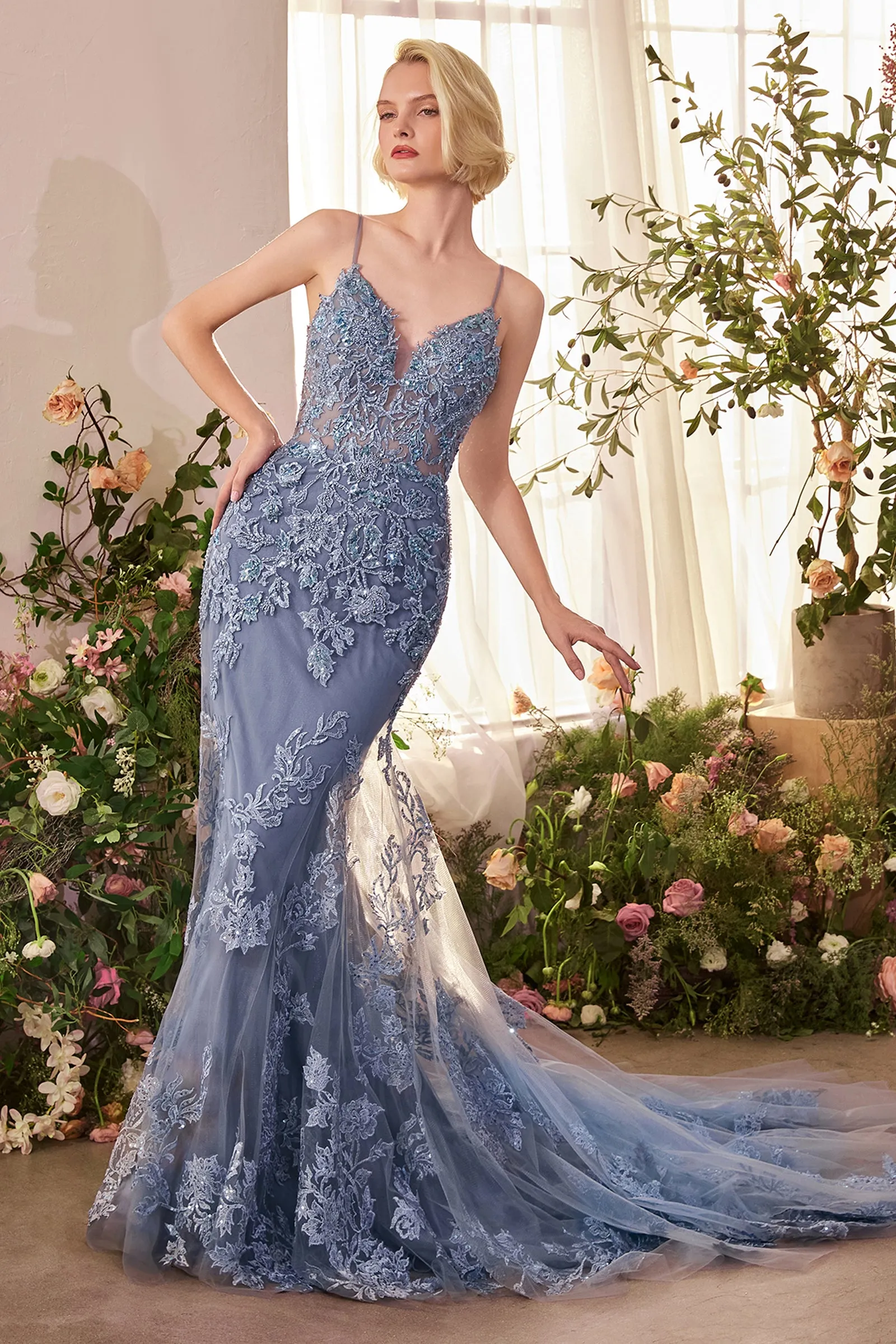 ANDREA & LEO A1421 Foliage Beaded Lace Mermaid Gown sold by The Gown Galleria product image thumbnail 5