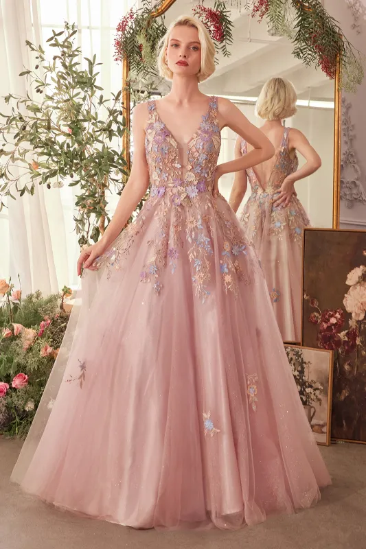 ANDREA & LEO A1394 Floral Applique A-Line Layered Tulle Gown sold by The Gown Galleria