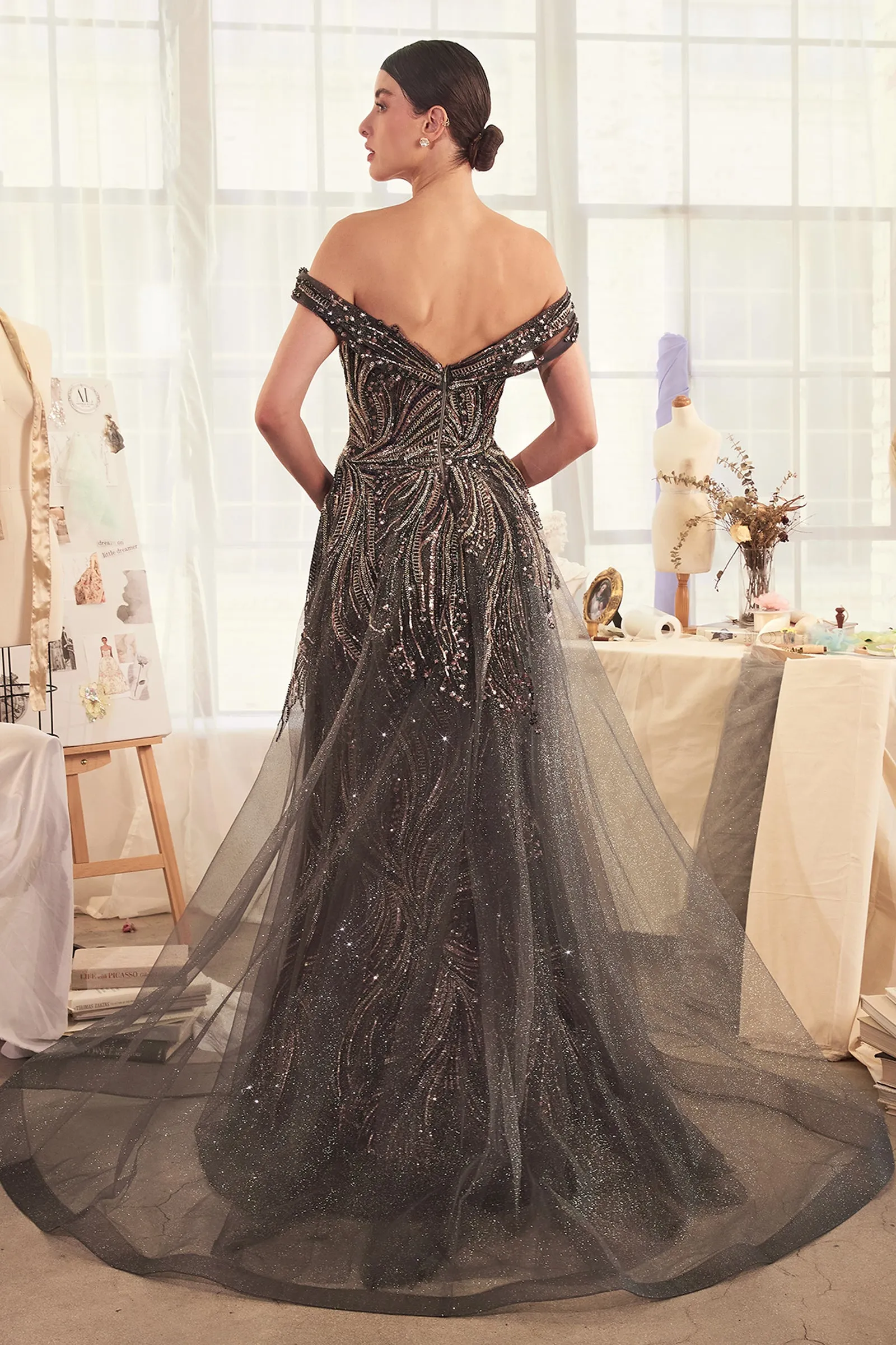 ANDREA & LEO A1375 Off The Shoulder Beaded Gown & Overskirt sold by The Gown Galleria product image thumbnail 2