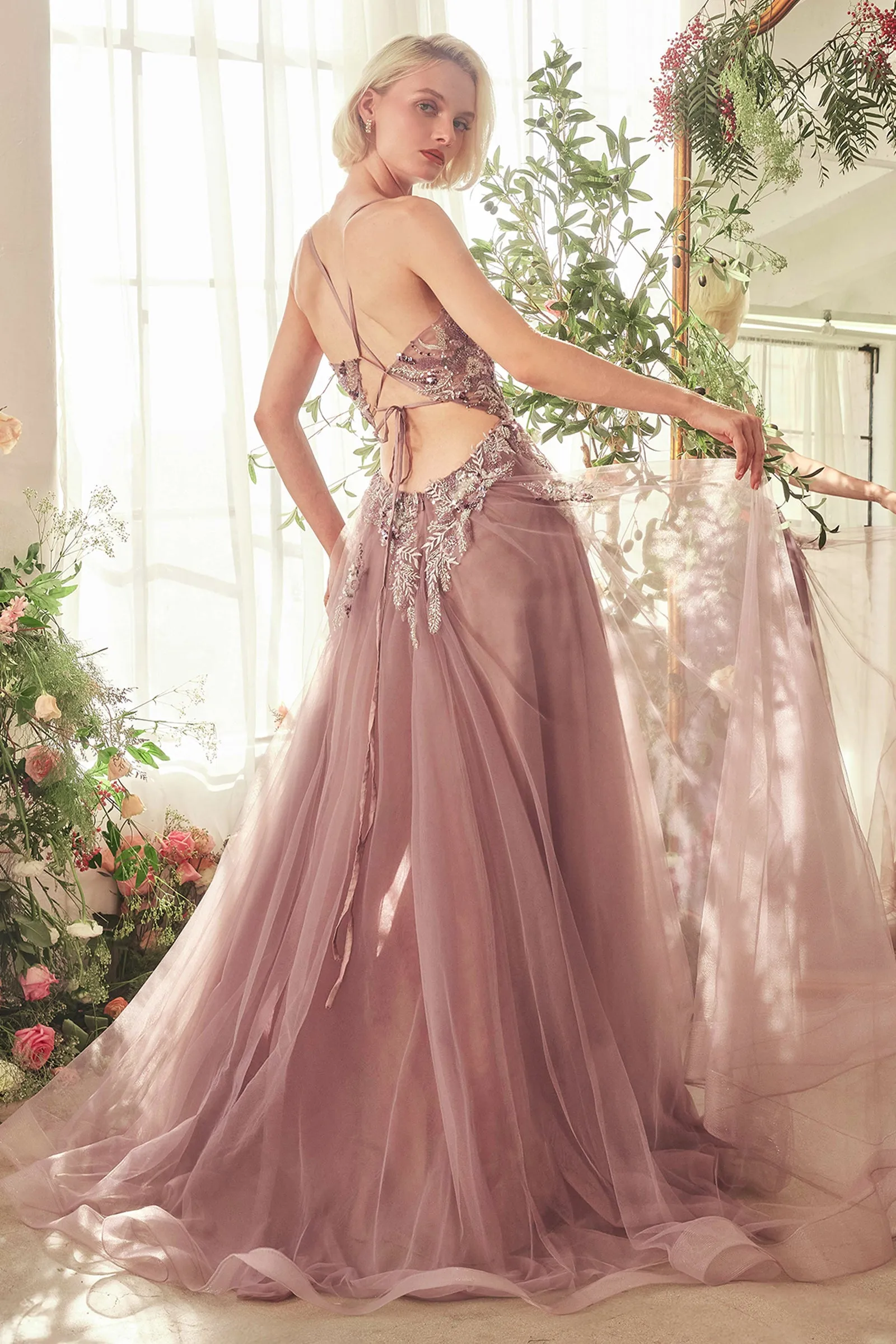 ANDREA & LEO A1419 English Violet A-Line Layered Tulle Gown Of Whimsy sold by The Gown Galleria product image thumbnail 2