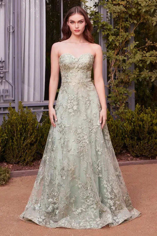 ANDREA & LEO A1446 Floral Lace Gown With A Cape sold by The Gown Galleria