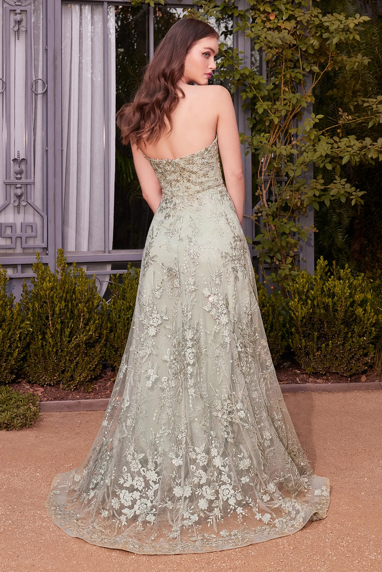 ANDREA & LEO A1446 Floral Lace Gown With A Cape sold by The Gown Galleria product image thumbnail 2