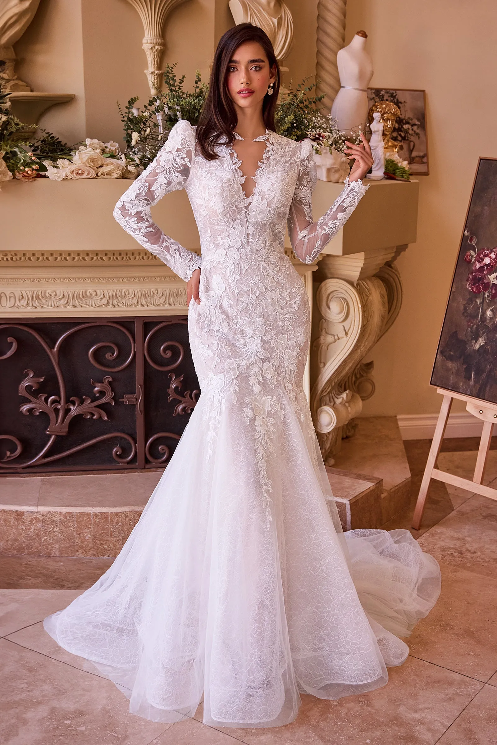 ANDREA & LEO WL036 Long Sleeve Lace Mermaid Bridal Gown sold by The Gown Galleria