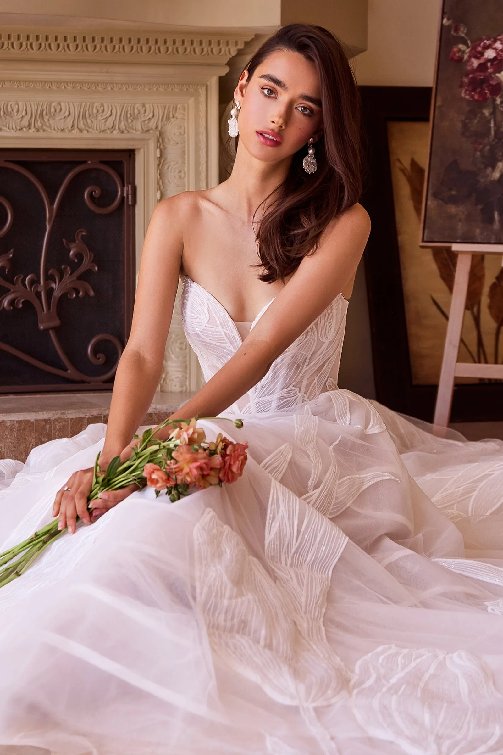 ANDREA & LEO WL043 Tullip Sequin Embroidered Wedding Ball Gown sold by The Gown Galleria product image thumbnail 4