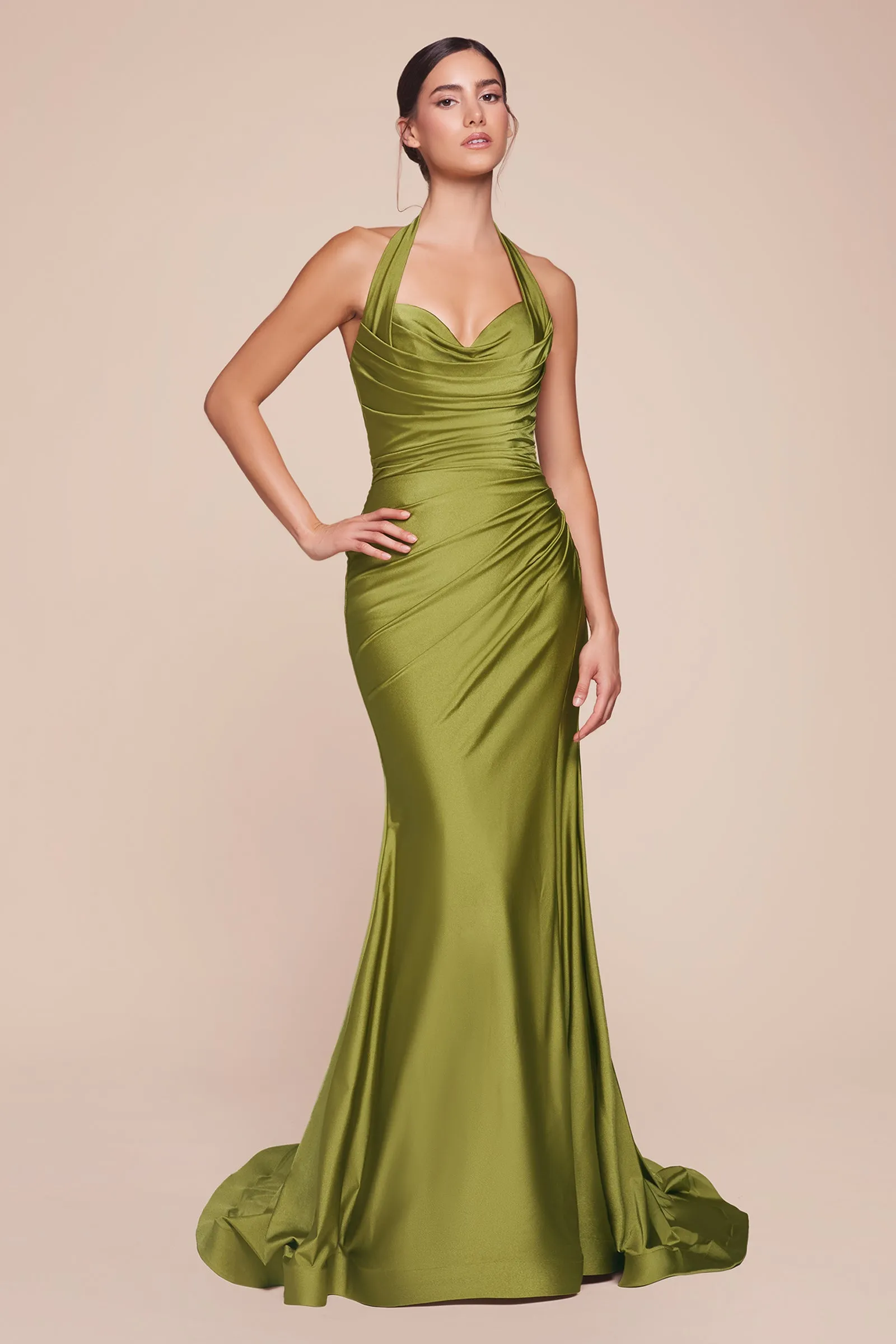 CINDERELLA DIVINE CD796 Halter Stretch Spandex Fitted Dress sold by The Gown Galleria product image thumbnail 3