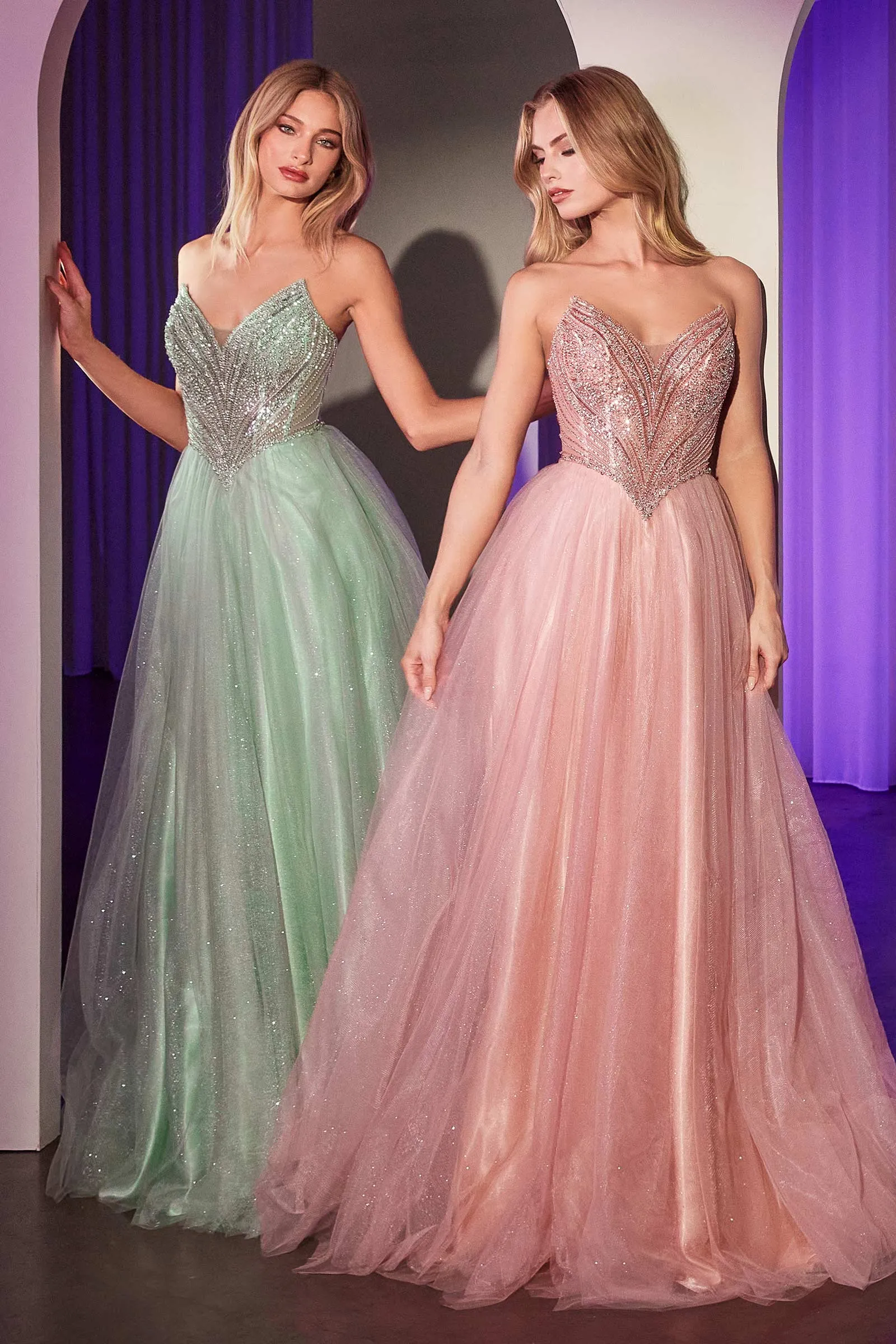 CINDERELLA DIVINE CC415 Beaded Strapless Tulle Ball Gown sold by The Gown Galleria product image thumbnail 3