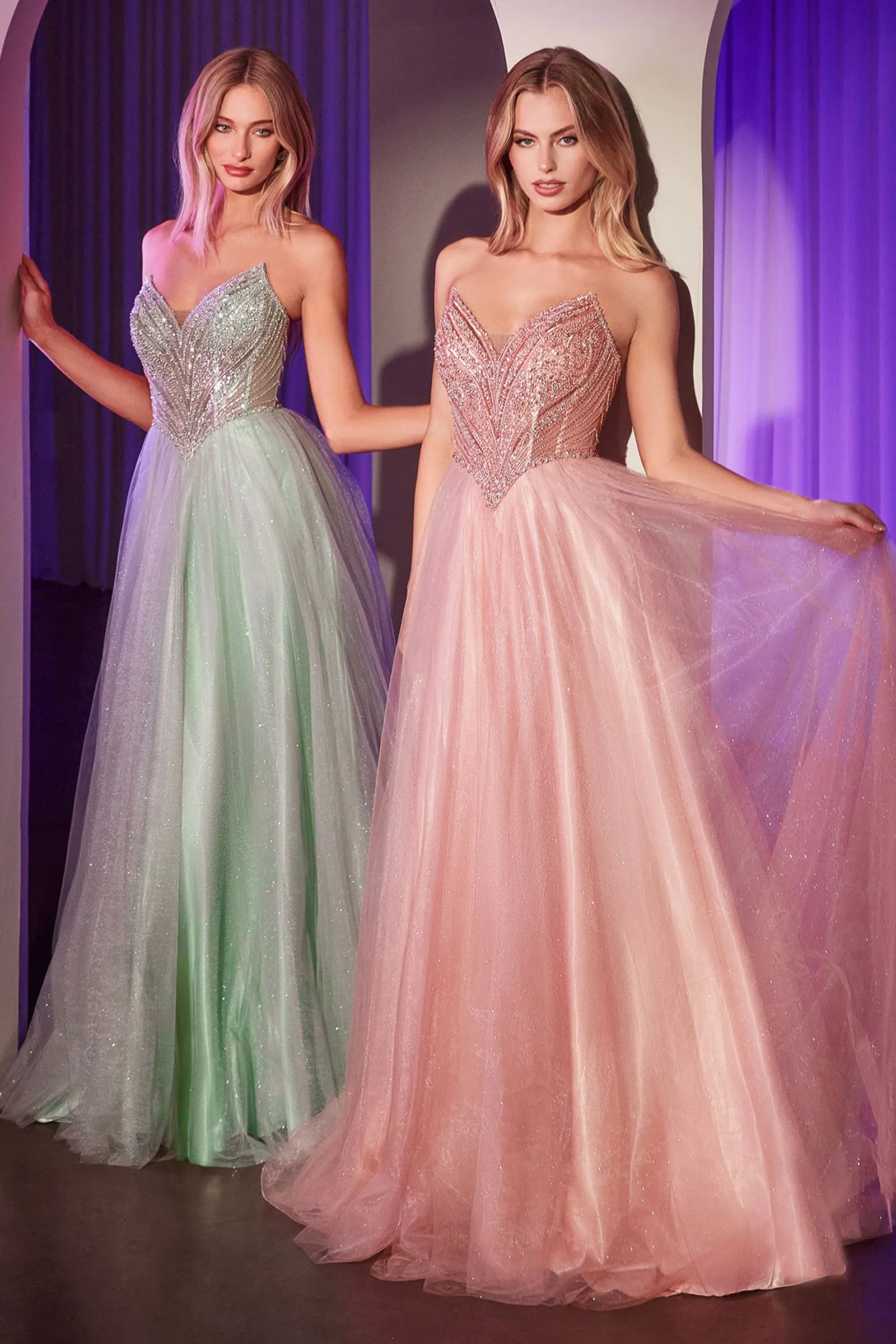 CINDERELLA DIVINE CC415 Beaded Strapless Tulle Ball Gown sold by The Gown Galleria product image thumbnail 4