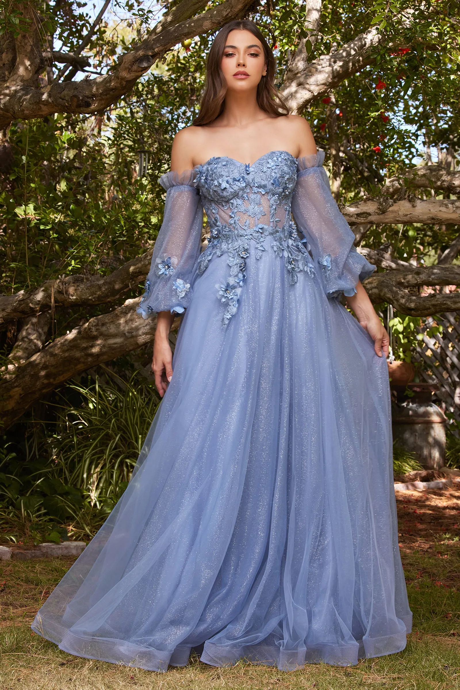 CINDERELLA DIVINE CD962 Strapless 3D Floral Corset Gown sold by The Gown Galleria product image thumbnail 3