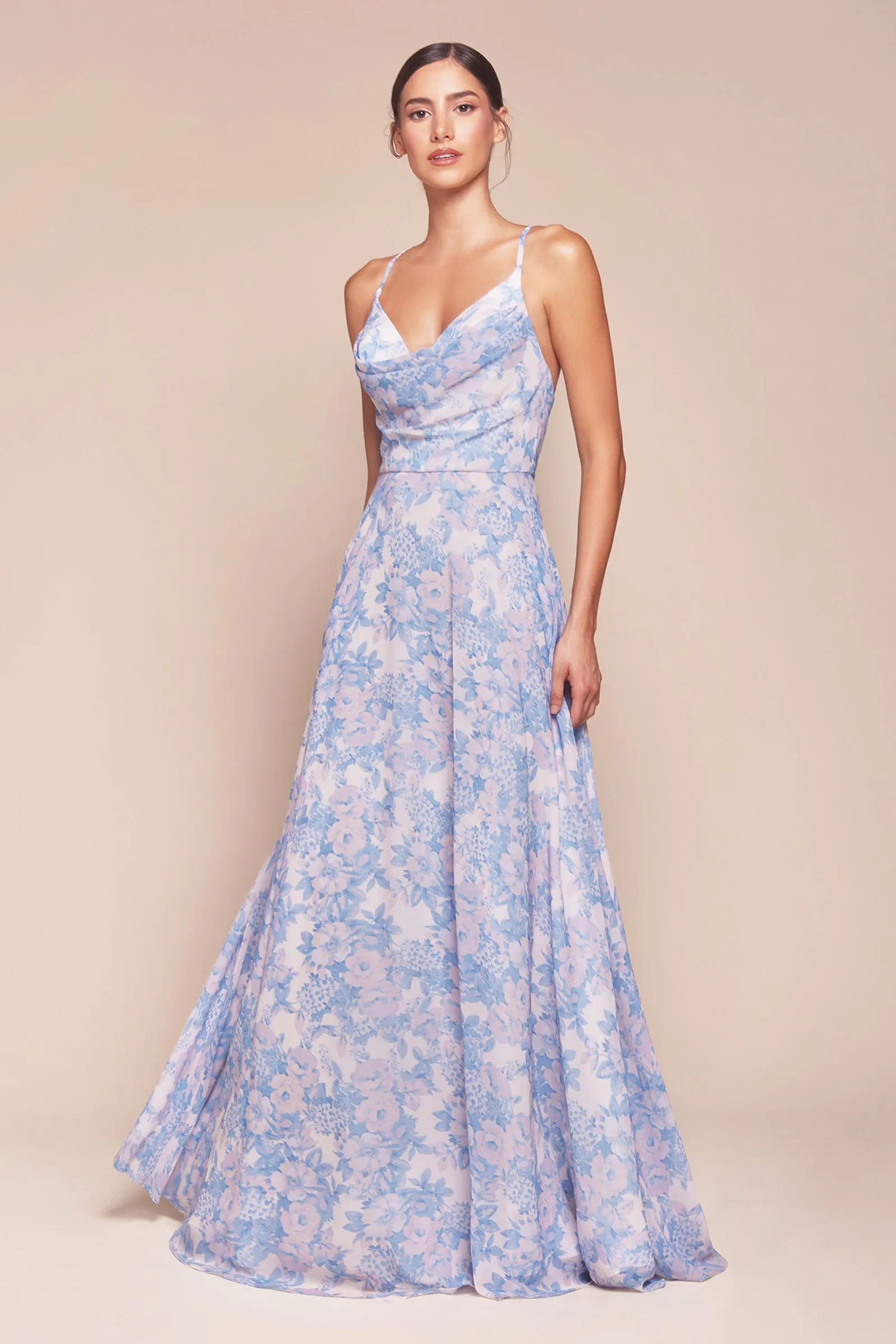 CINDERELLA DIVINE 7444 A-Line Soft Satin Print Dress sold by The Gown Galleria product image thumbnail 4