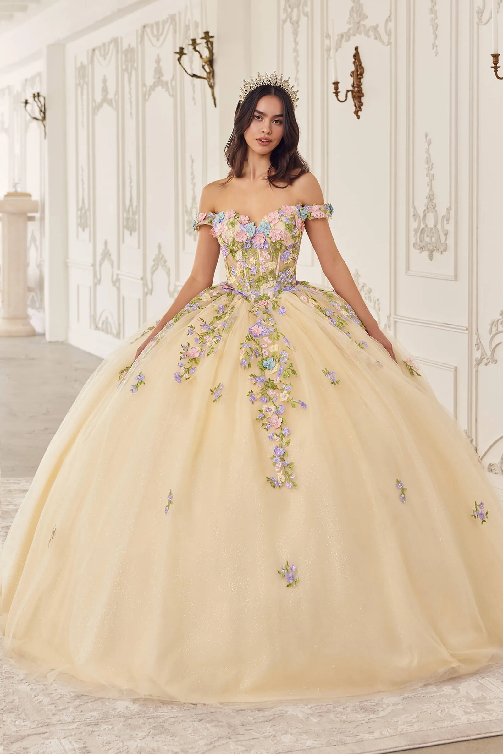 CINDERELLA DIVINE 15724 Multi Colored Floral Ball Gown sold by The Gown Galleria
