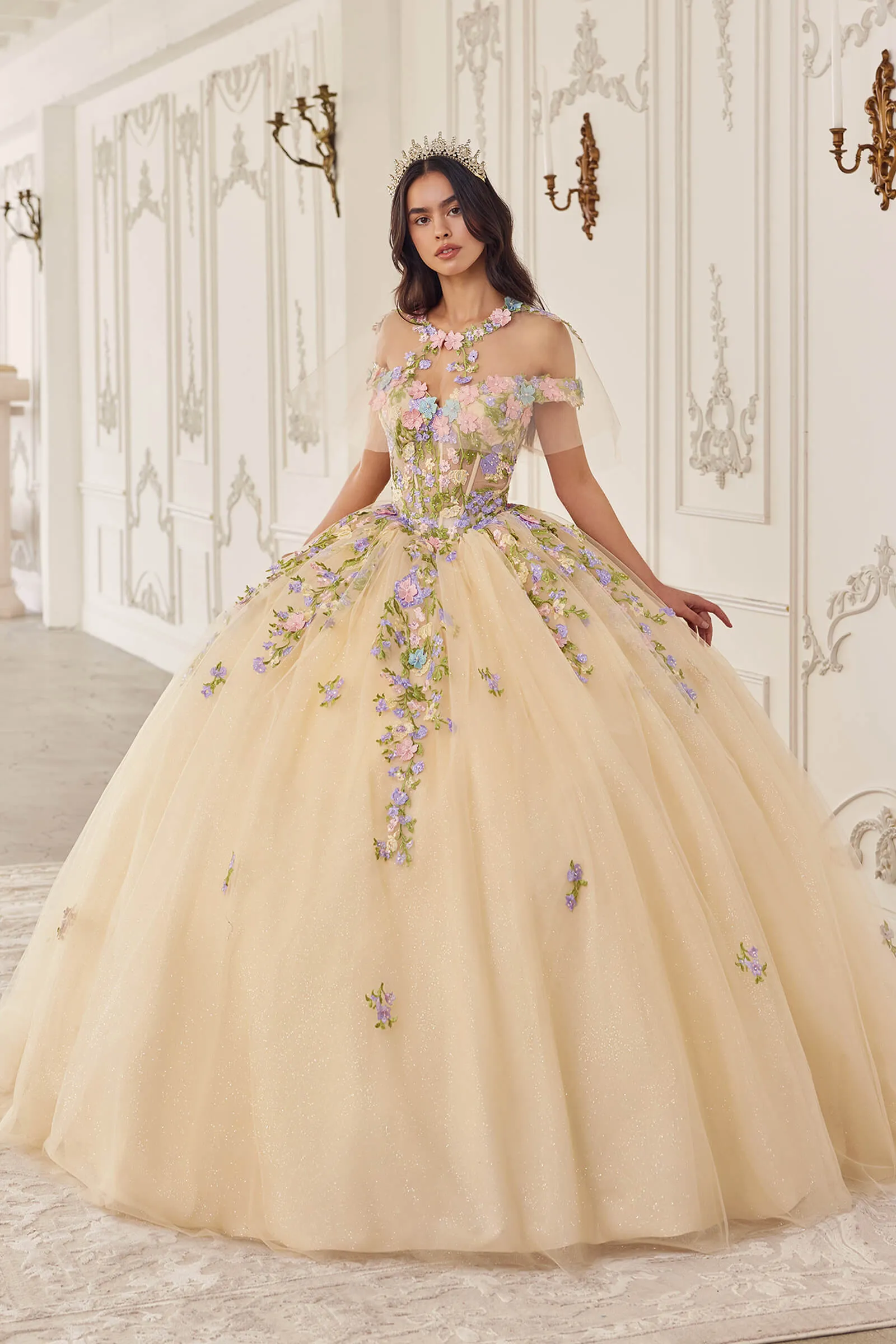 CINDERELLA DIVINE 15724 Multi Colored Floral Ball Gown sold by The Gown Galleria product image thumbnail 3