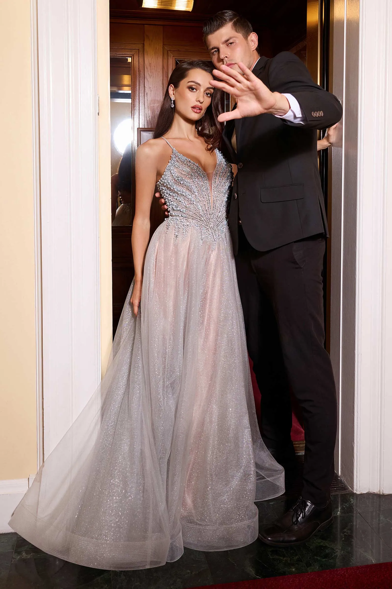 CINDERELLA DIVINE CC2531 Pearl Embellished A-Line Gown sold by The Gown Galleria product image thumbnail 5