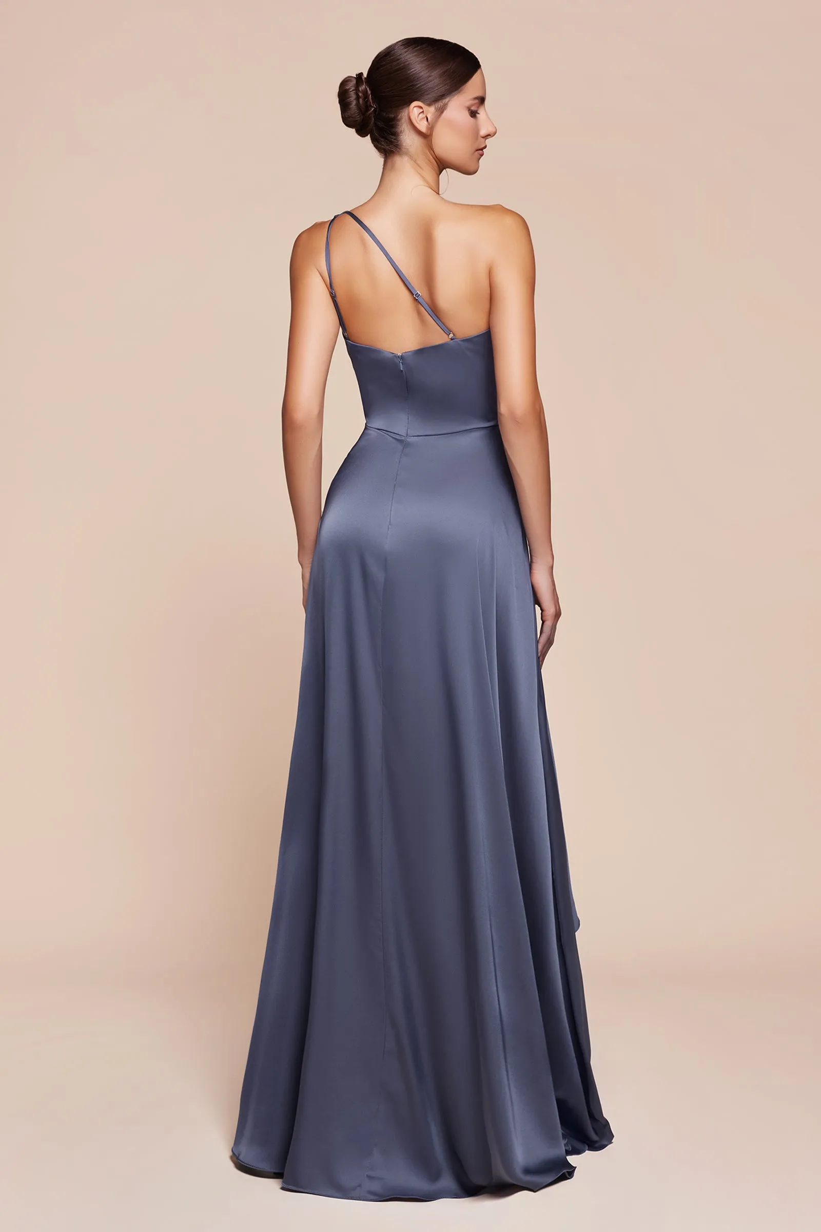CINDERELLA DIVINE 7450 One Shoulder Satin A-Line Dress sold by The Gown Galleria product image thumbnail 2