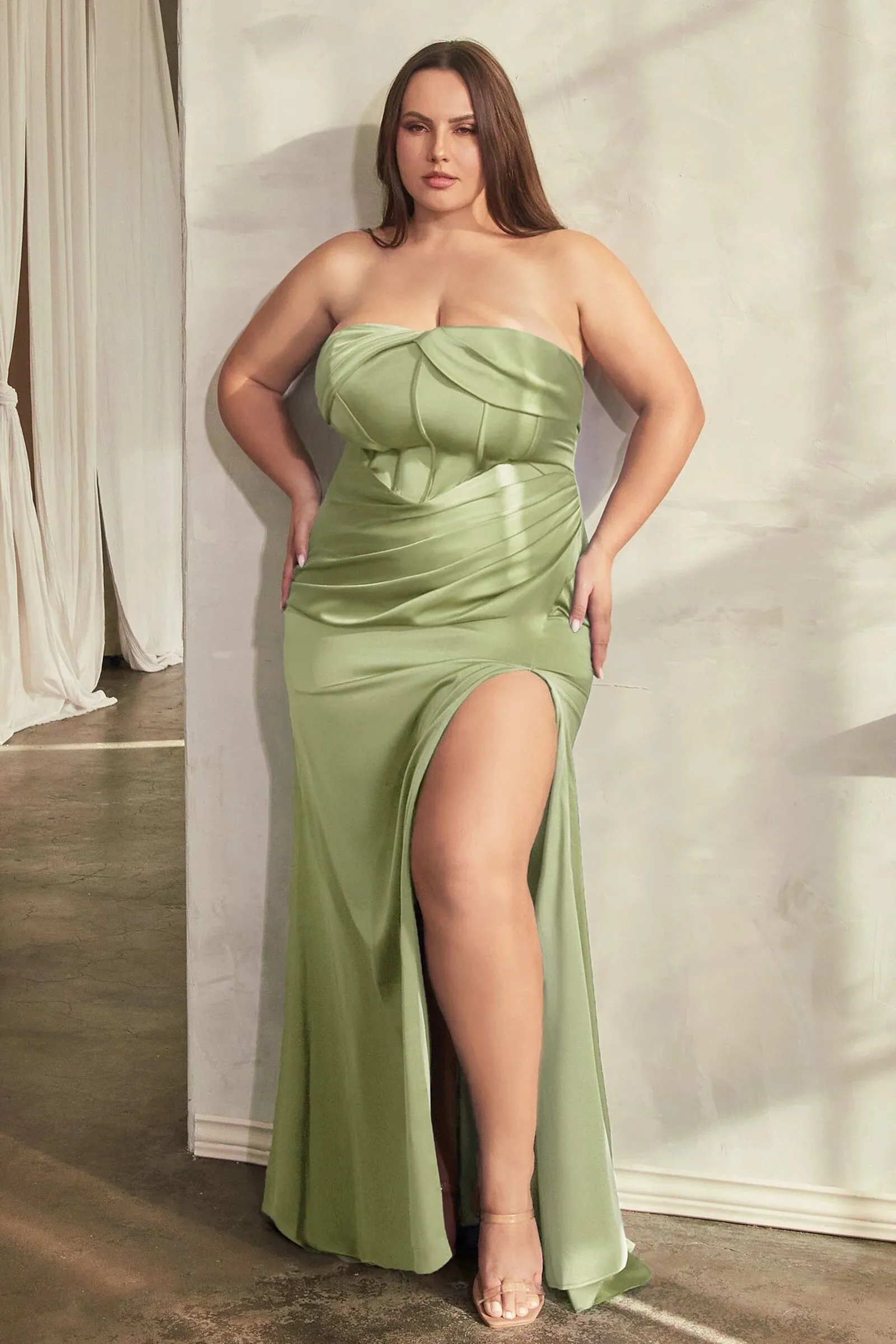 CINDERELLA DIVINE CD326C Soft Satin Strapless Dress sold by The Gown Galleria product image thumbnail 4