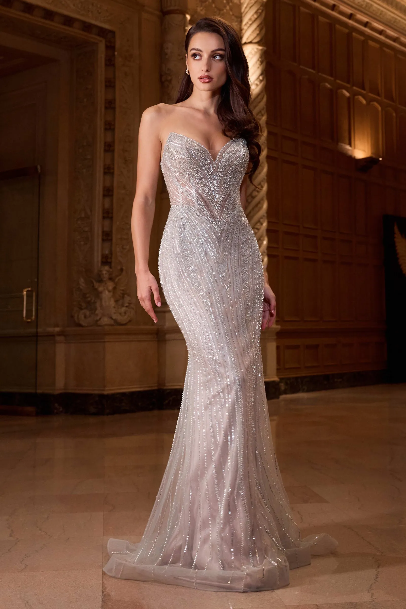 CINDERELLA DIVINE CC416 Sequin Strapless Fitted Dress sold by The Gown Galleria product image thumbnail 4