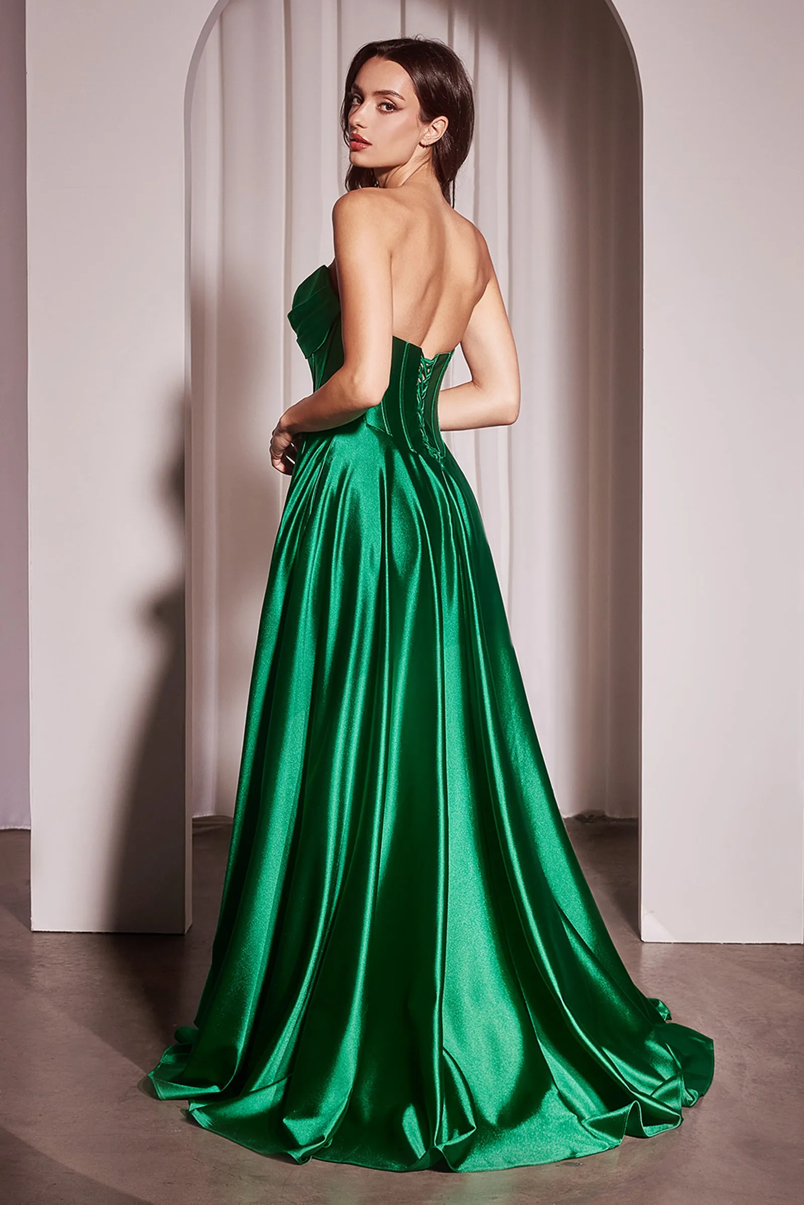 CINDERELLA DIVINE CD378 Strapless Satin A-Line Dress sold by The Gown Galleria product image thumbnail 2