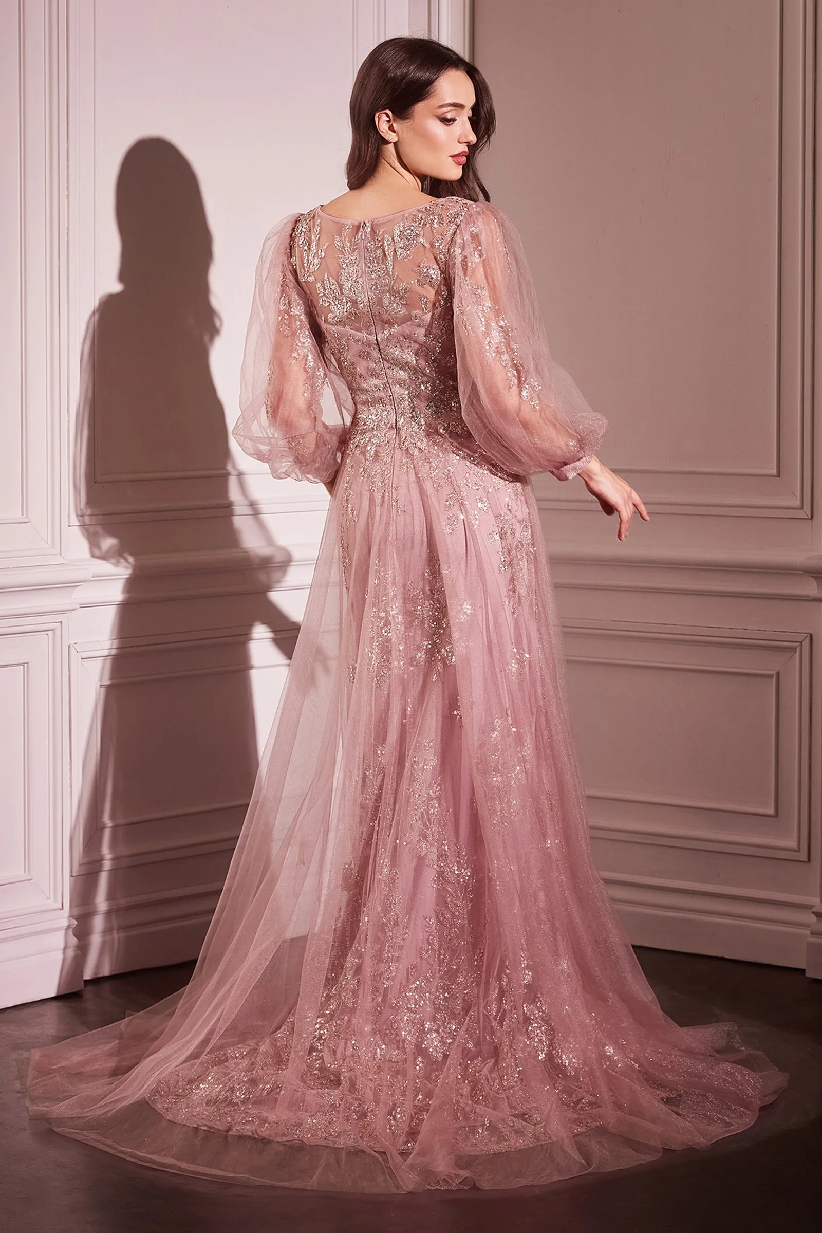 CINDERELLA DIVINE CD0102 Long Sleeve Layered Tulle A-Line Gown sold by The Gown Galleria product image thumbnail 5