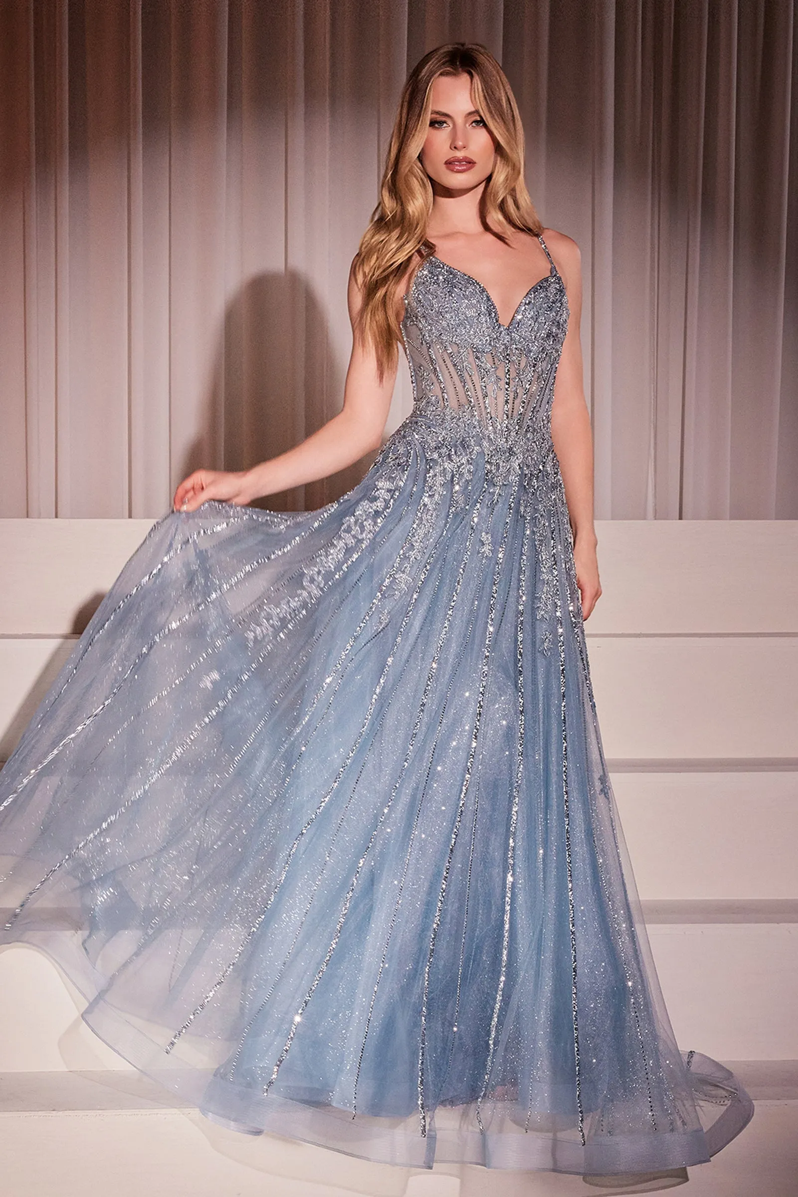 CINDERELLA DIVINE CD786 Crystal Embellished A-Line Tulle Dress sold by The Gown Galleria product image thumbnail 3