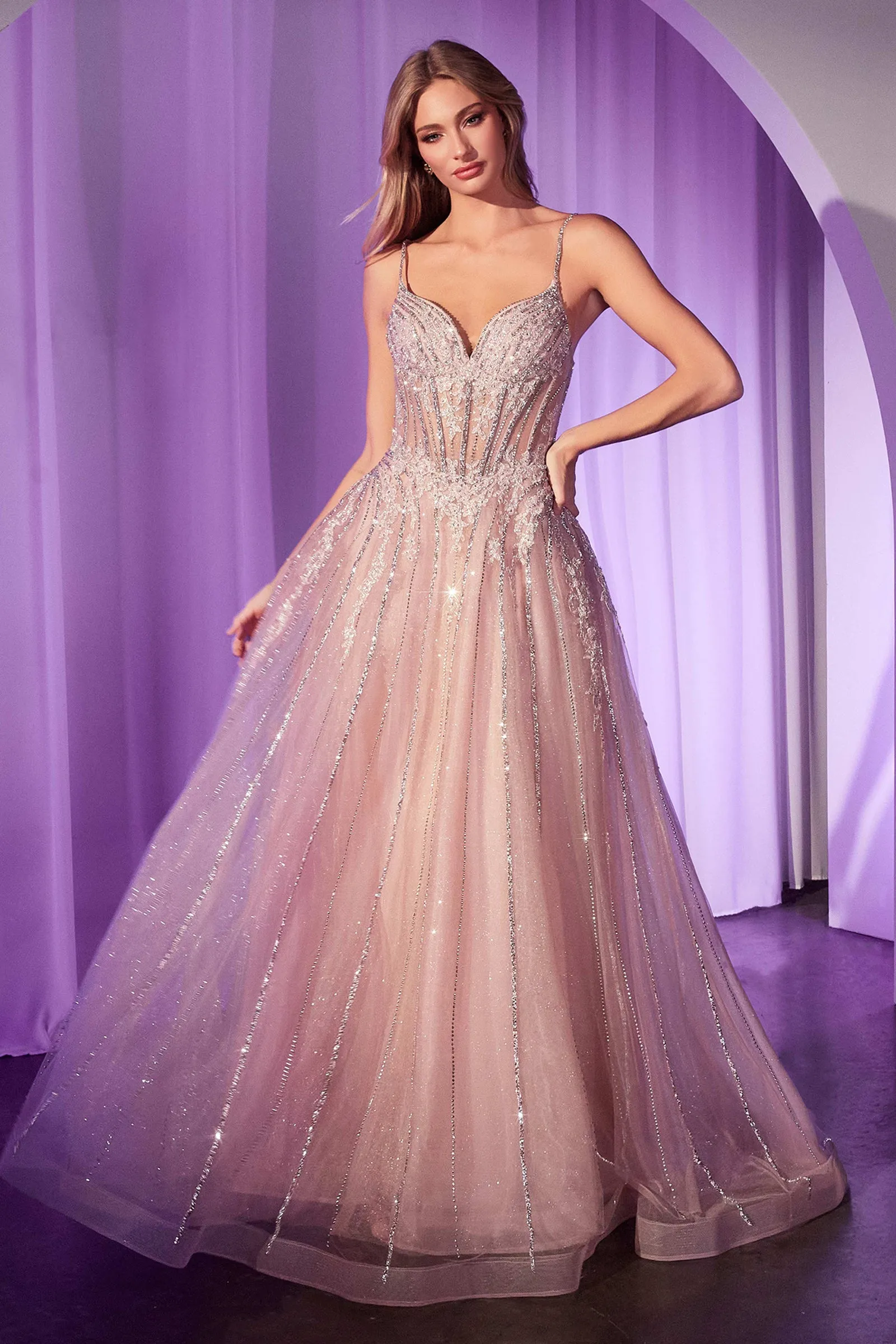 CINDERELLA DIVINE CD786 Crystal Embellished A-Line Tulle Dress sold by The Gown Galleria product image thumbnail 5