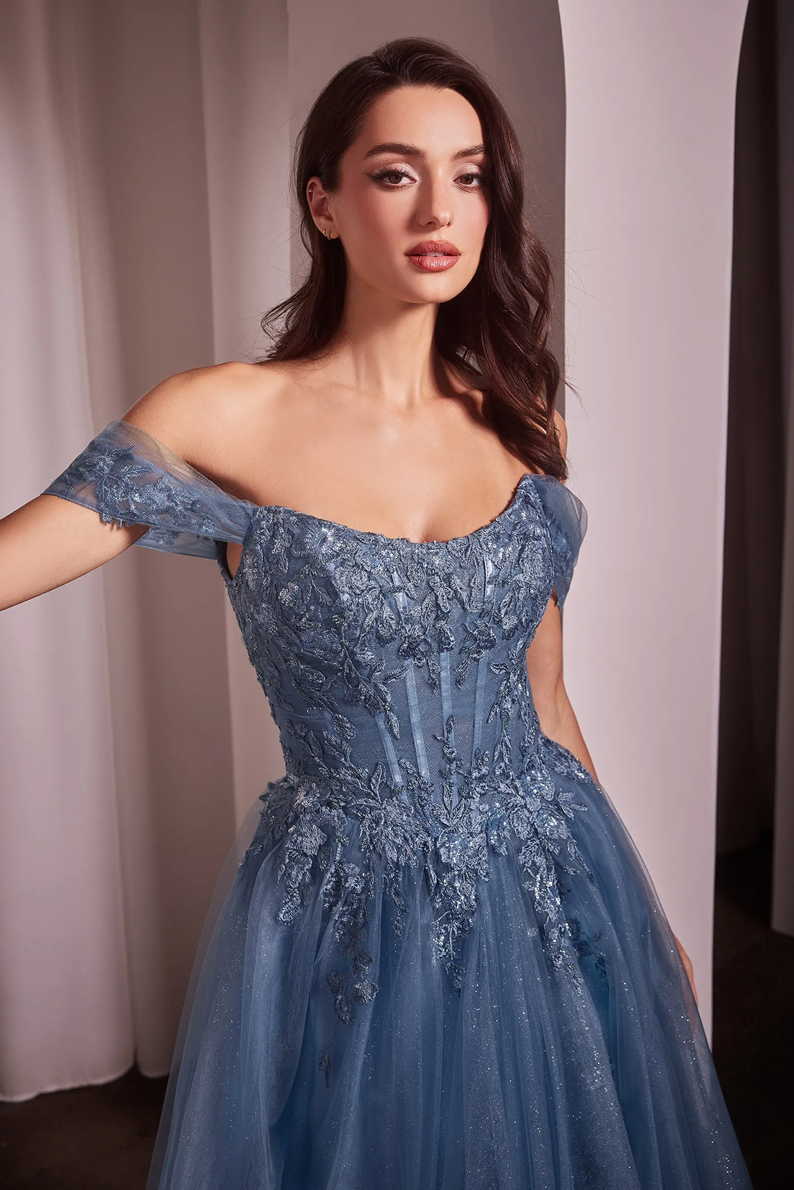 CINDERELLA DIVINE CD799 Off The Shoulder A-Line Ball Gown sold by The Gown Galleria product image thumbnail 3