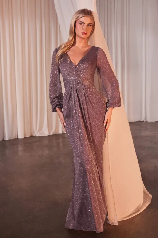 CINDERELLA DIVINE CK2141 Long Sleeve Sheath Draped Dress sold by The Gown Galleria