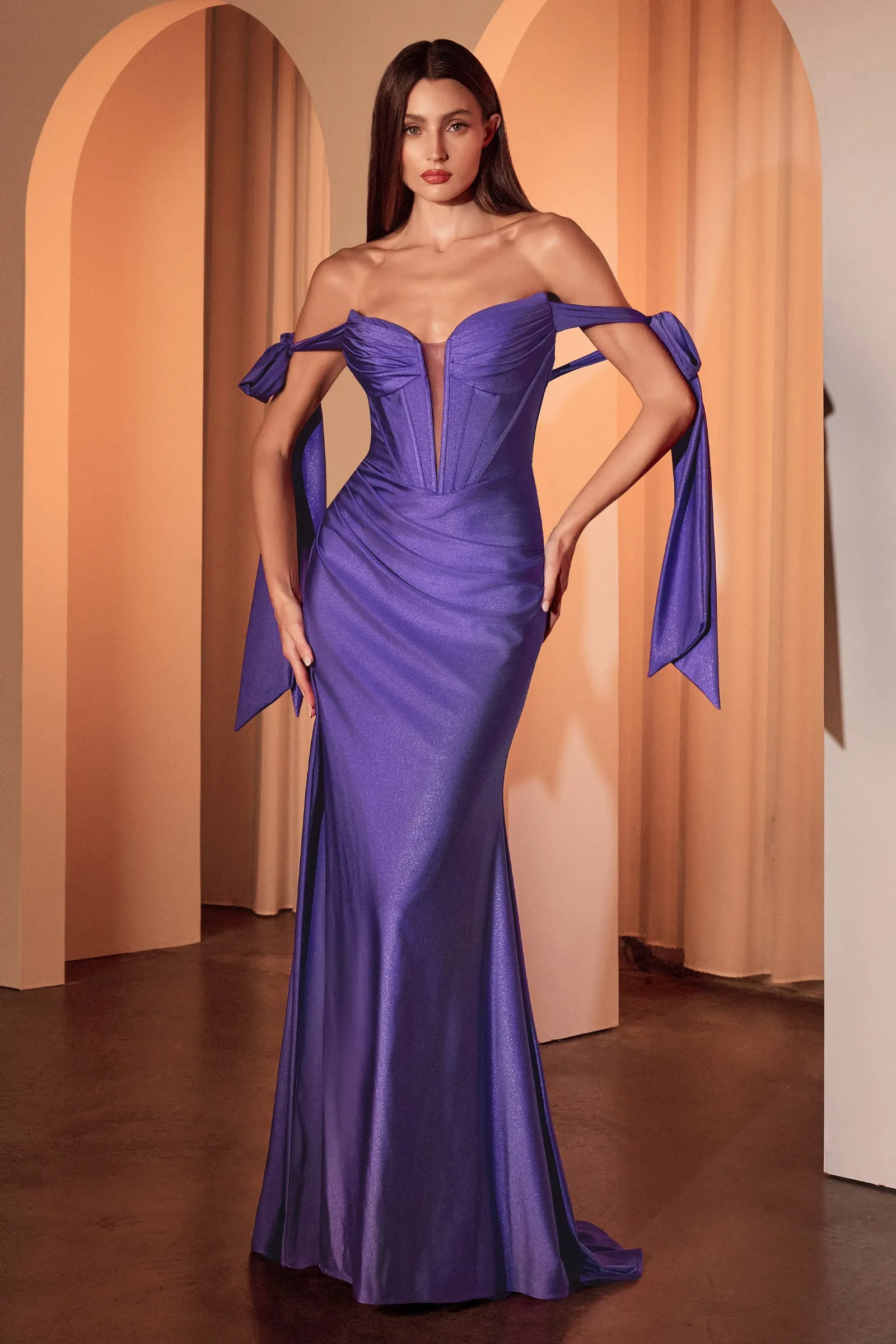 CINDERELLA DIVINE KV1120 Off The Shoulder Stretch Spandex Fitted Dress sold by The Gown Galleria product image thumbnail 3