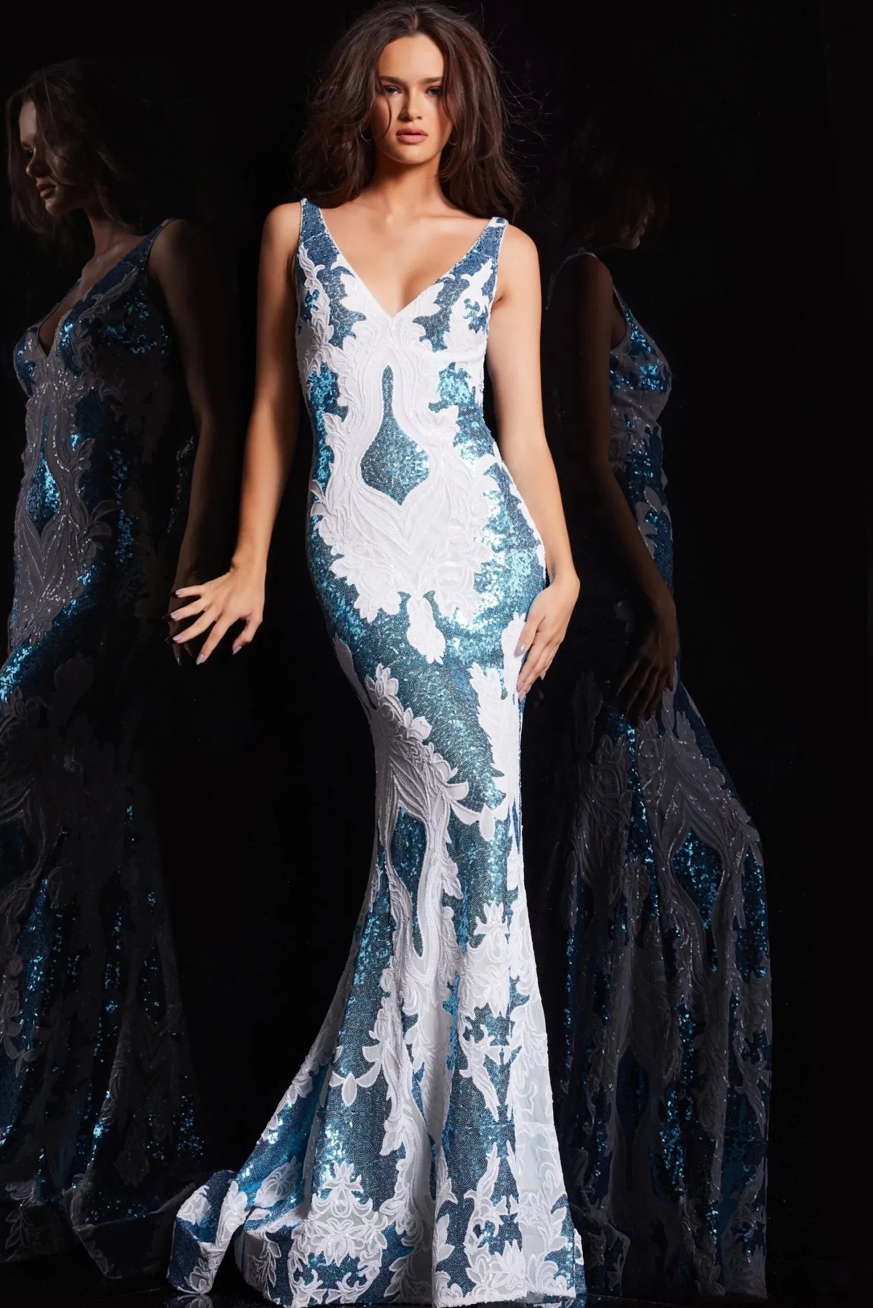 Jovani 23319 Scoop Back Sequined Long Gown sold by The Gown Galleria product image thumbnail 2