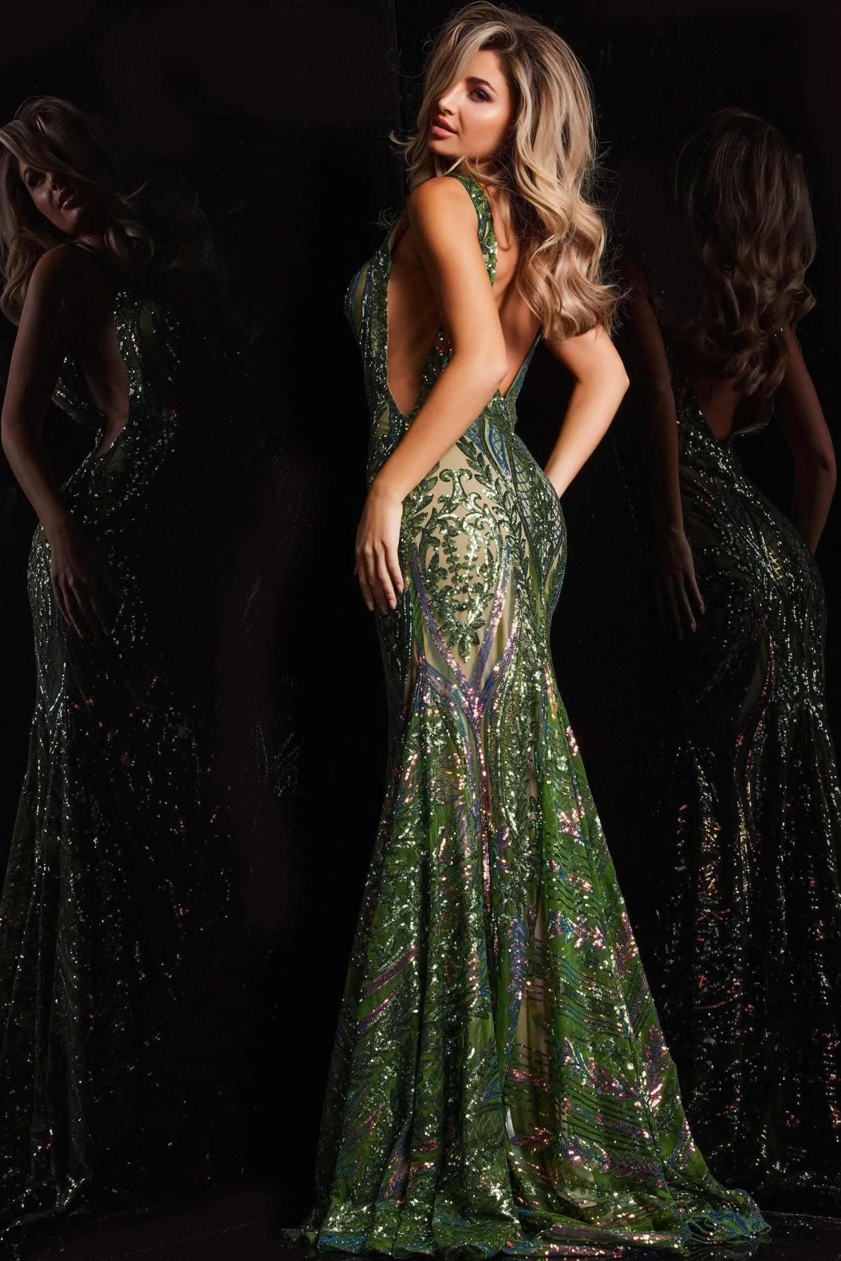 Jovani 22770 Plunging Sequin Prom Dress sold by The Gown Galleria product image thumbnail 5