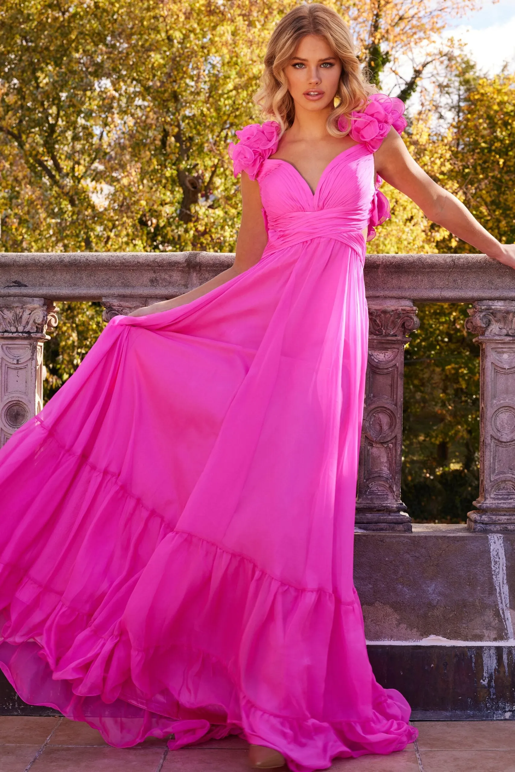 Jovani 23322 Ruffled Shoulder A-Line Prom Dress sold by The Gown Galleria product image thumbnail 3