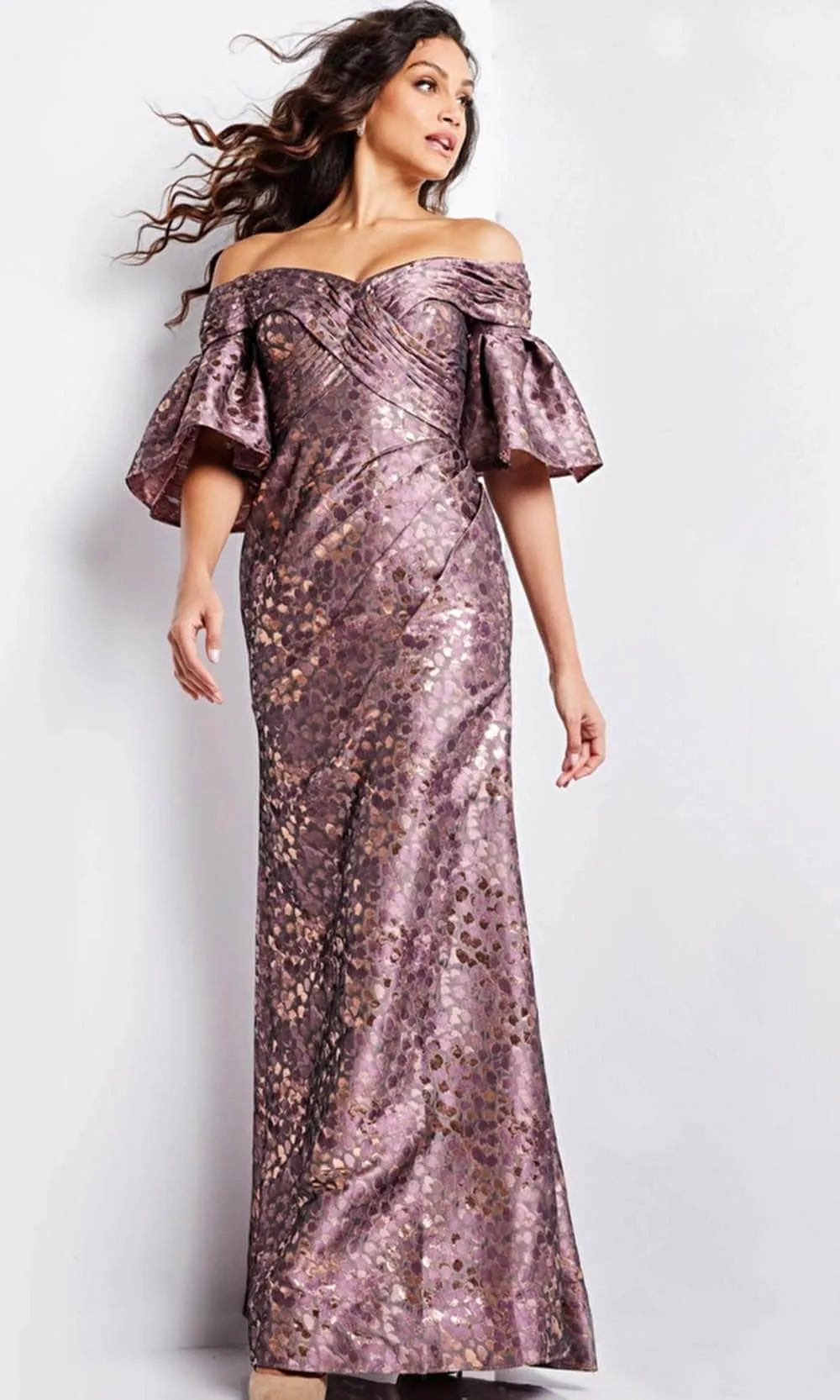 Jovani 26258 Bell Sleeve Ruched Evening Gown sold by The Gown Galleria product image thumbnail 3