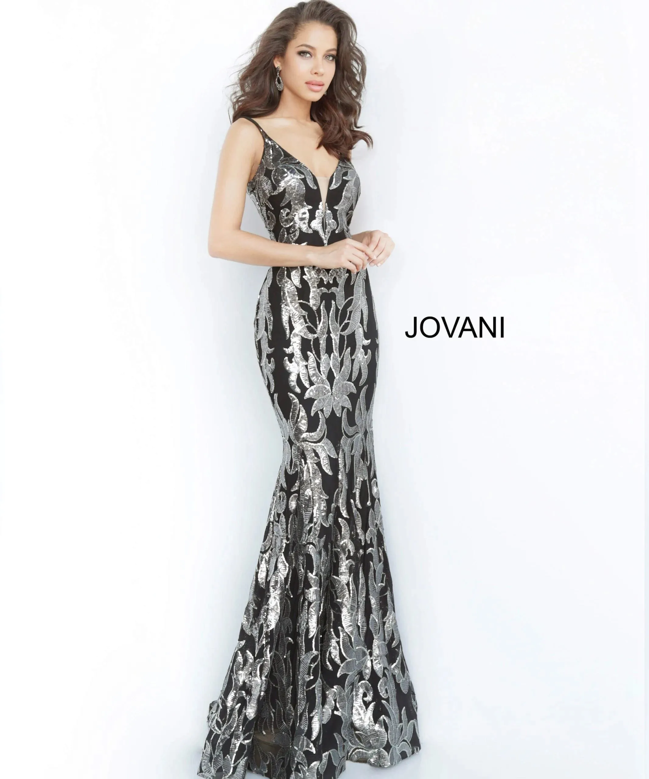 Jovani 3263 Deep V-neck Fitted Prom Dress sold by The Gown Galleria product image thumbnail 5