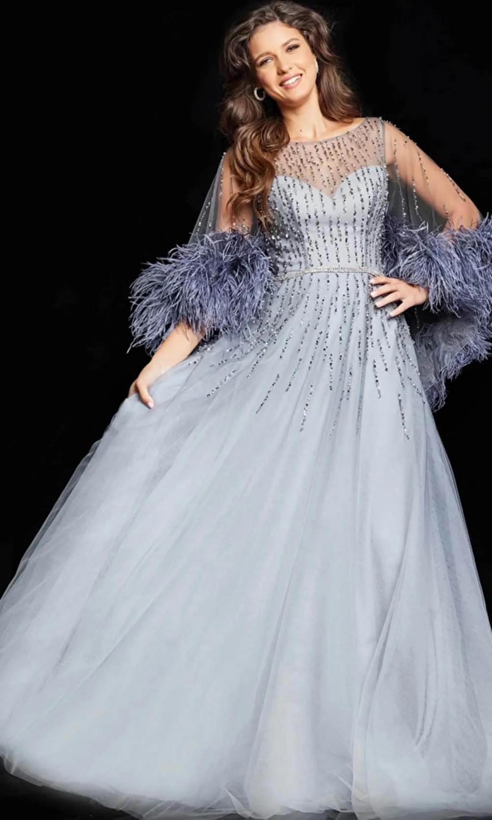 Jovani 26265 Beaded Illusion Bateau Evening Dress sold by The Gown Galleria