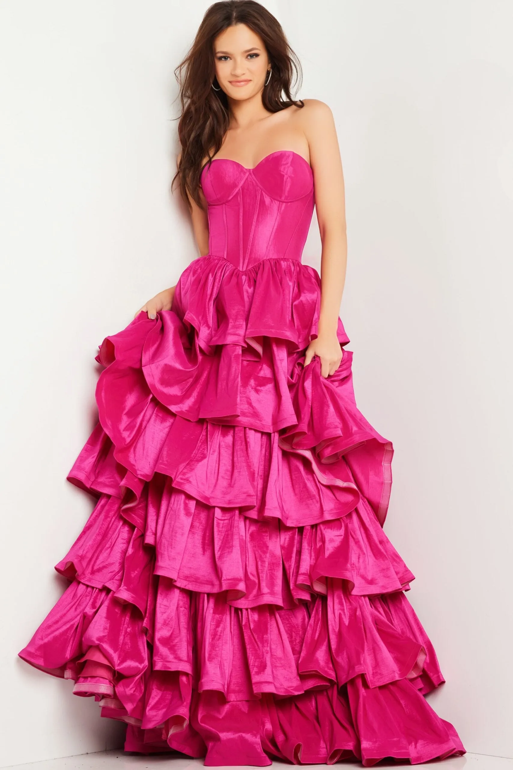 Jovani 36619 Strapless Ruffled Prom Dress sold by The Gown Galleria