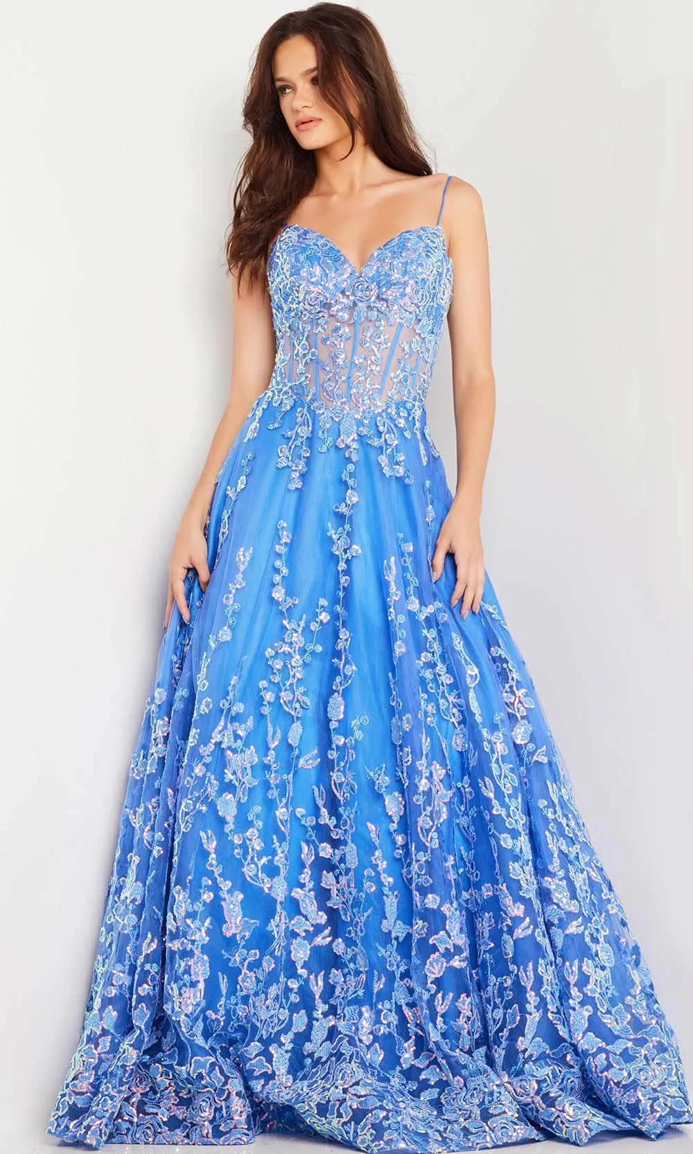 Jovani 29072 Floral Corset A-line Dress sold by The Gown Galleria product image thumbnail 3