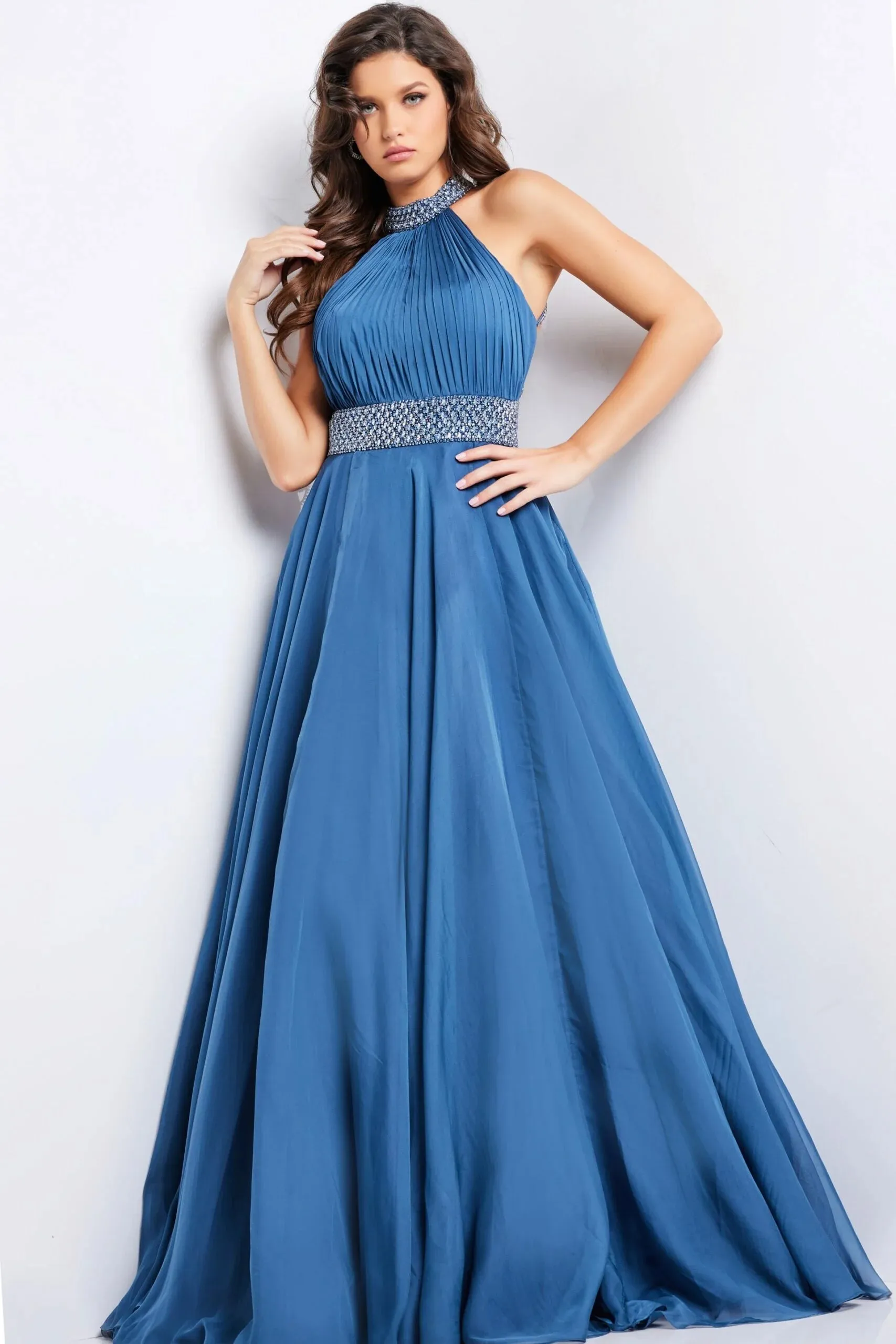 Jovani 36749 Halter Crystal Beaded Prom Dress sold by The Gown Galleria
