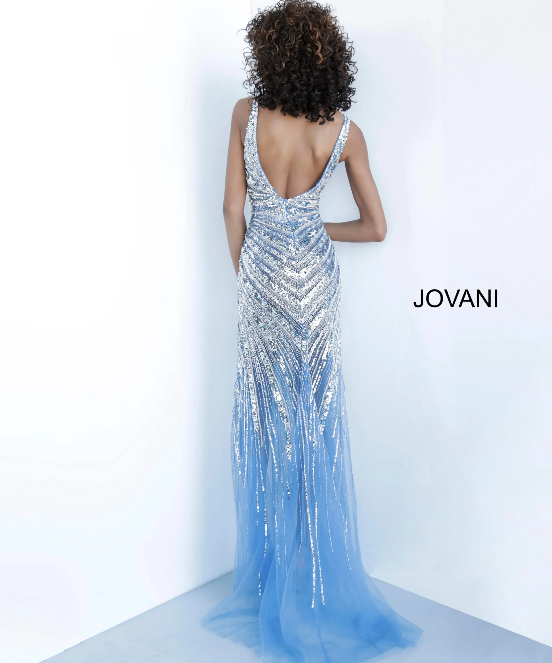 Jovani 3686 Sleeveless Linear Beaded High Slit Dress sold by The Gown Galleria product image thumbnail 2