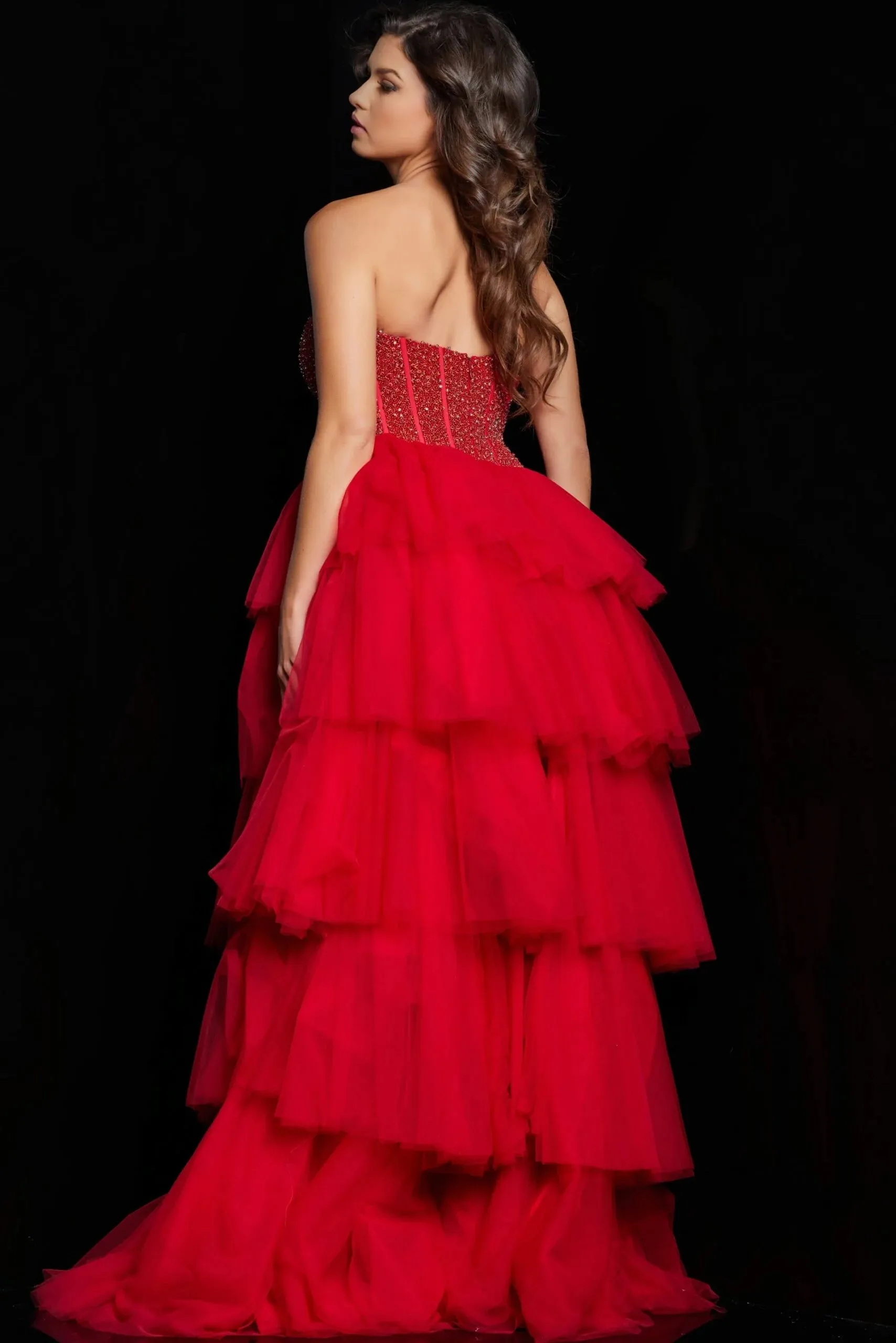 Jovani 37210 Straight Across Ruffled Ballgown sold by The Gown Galleria product image thumbnail 2