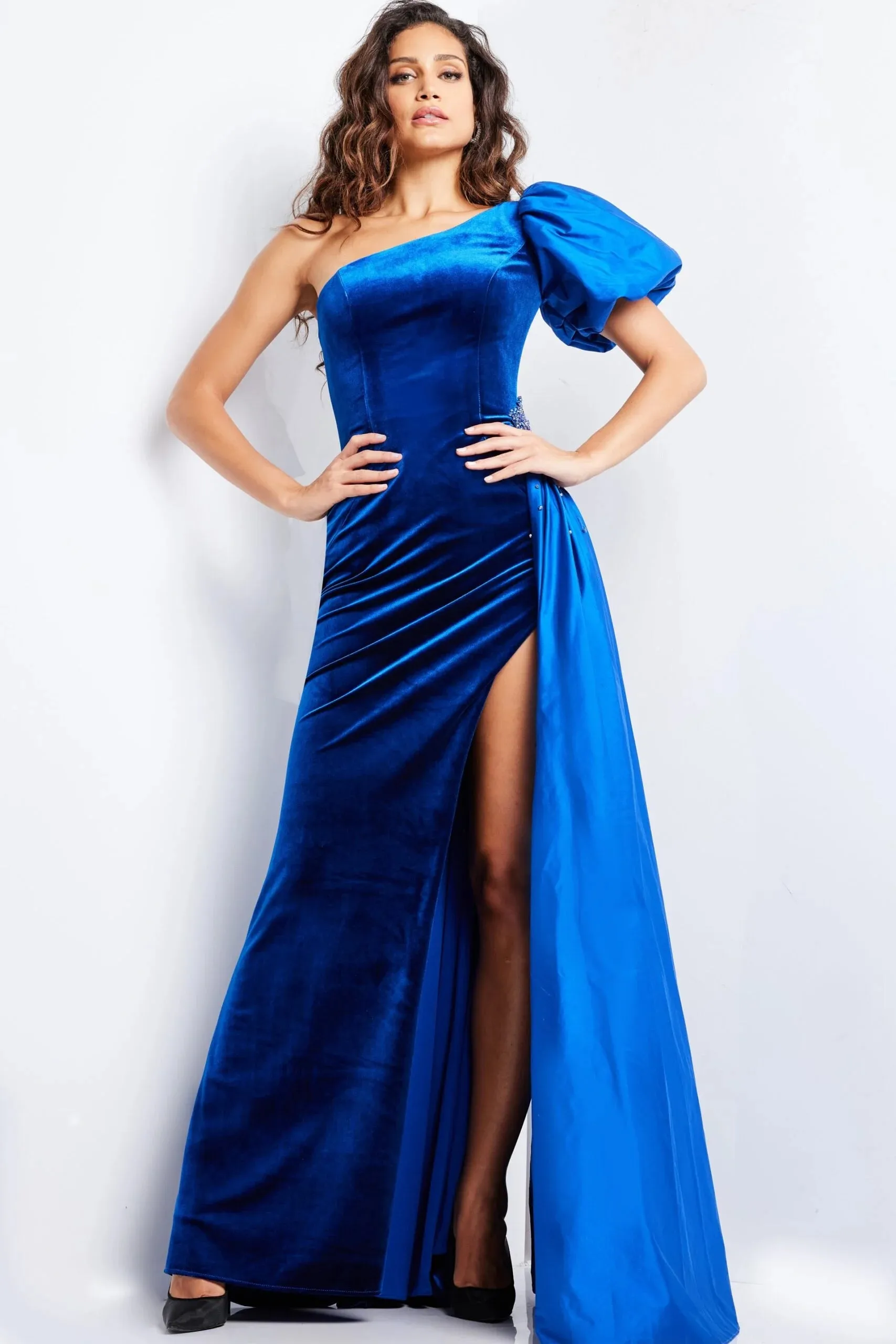 Jovani 36878 Asymmetric Sheath Prom Gown sold by The Gown Galleria product image thumbnail 3