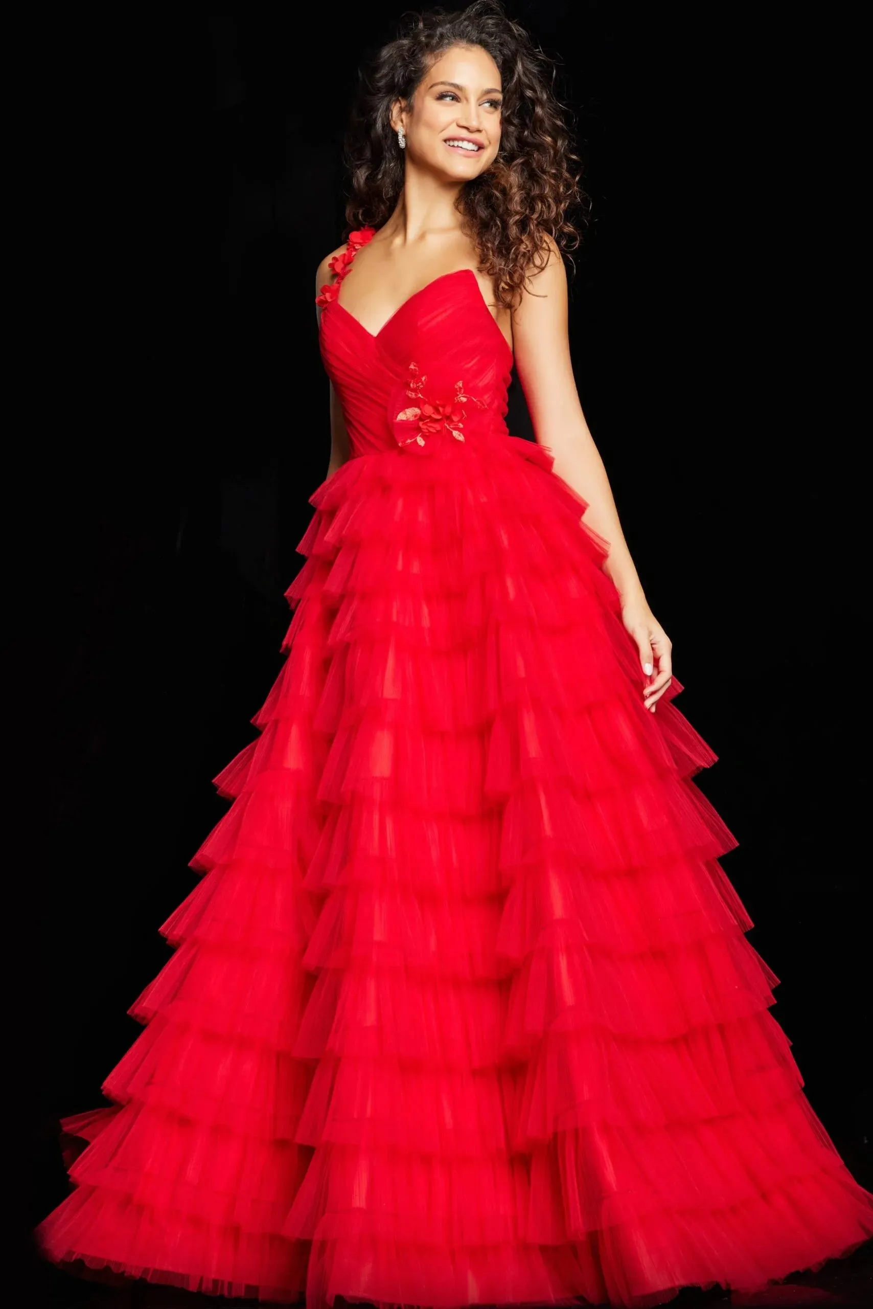 Jovani 37274 Single Strap Layered A-line Gown sold by The Gown Galleria product image thumbnail 3