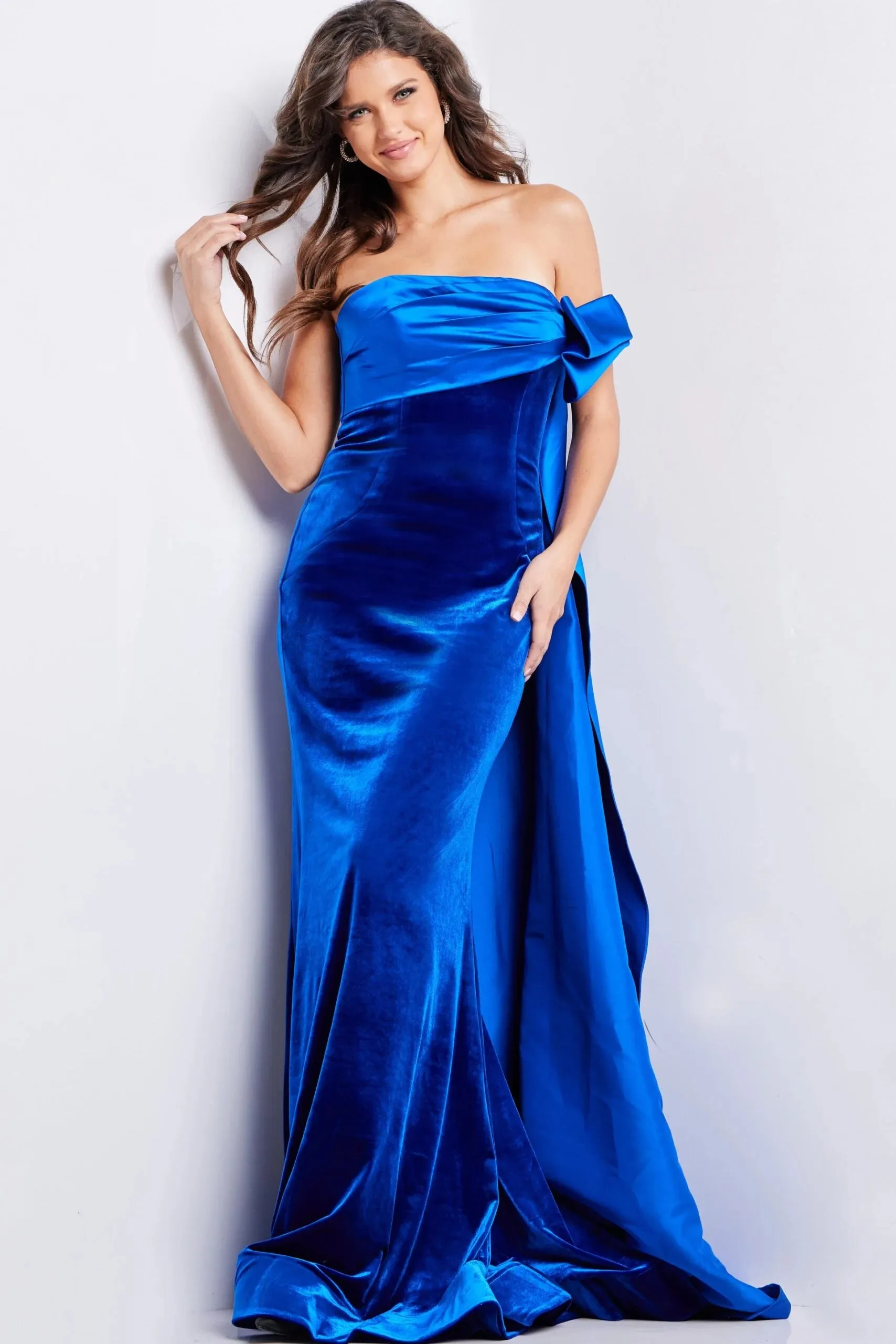 Jovani 37390 Cascade Velvet Evening Gown sold by The Gown Galleria product image thumbnail 3