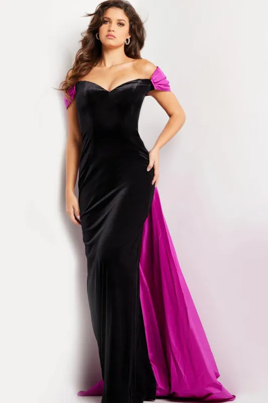 Jovani 37375 Long Cape Evening Gown sold by The Gown Galleria