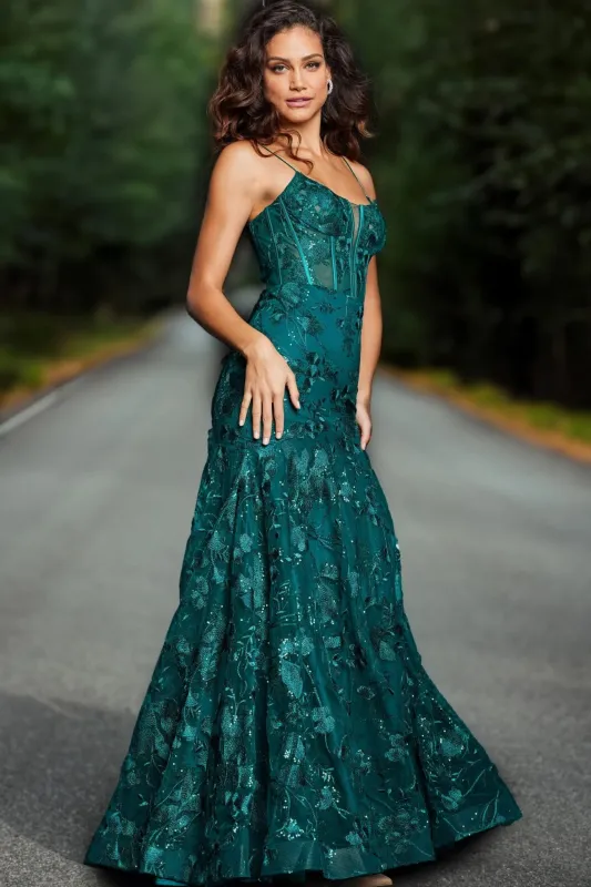 Jovani 38004 Floral Embroidered Prom Gown sold by The Gown Galleria