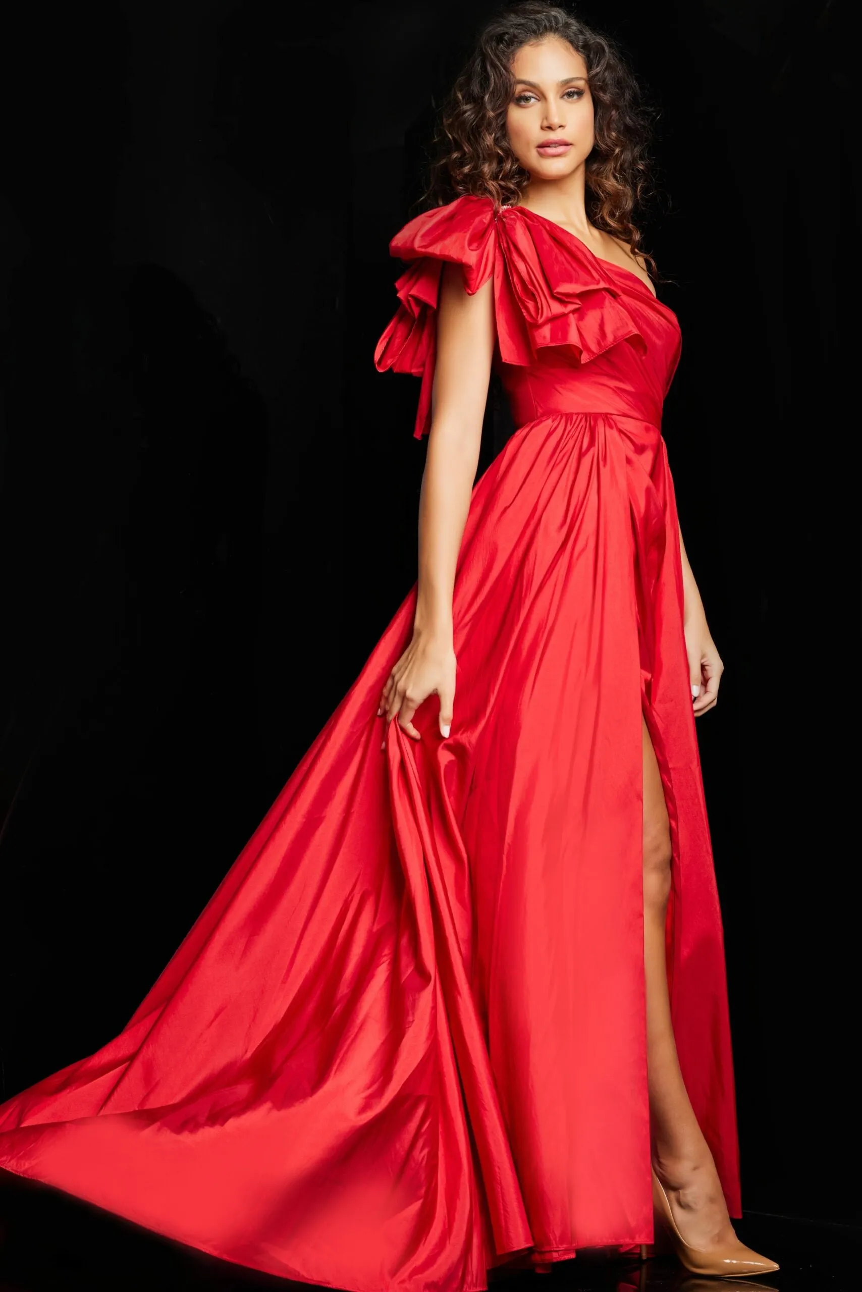 Jovani 38466 Ruched Asymmetric Prom Gown sold by The Gown Galleria product image thumbnail 3