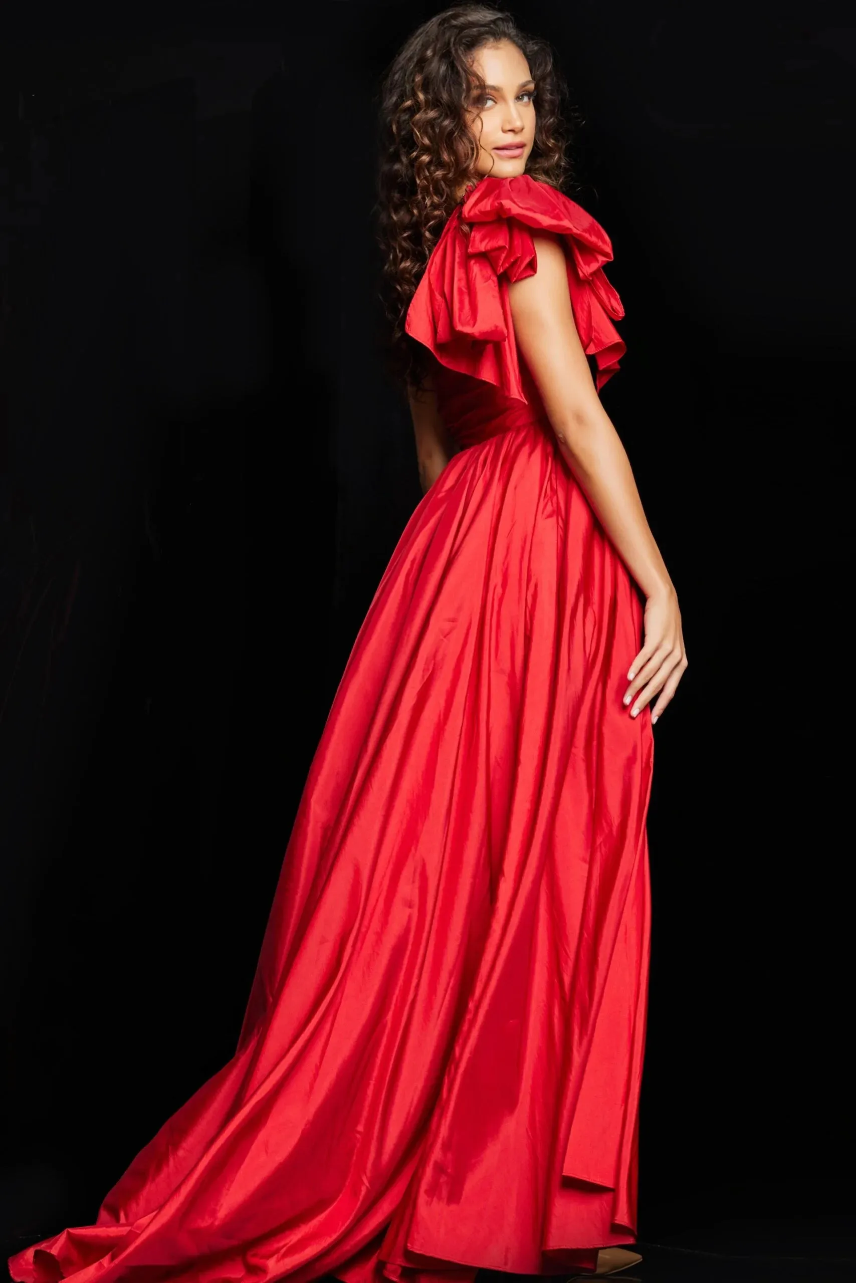 Jovani 38466 Ruched Asymmetric Prom Gown sold by The Gown Galleria product image thumbnail 2